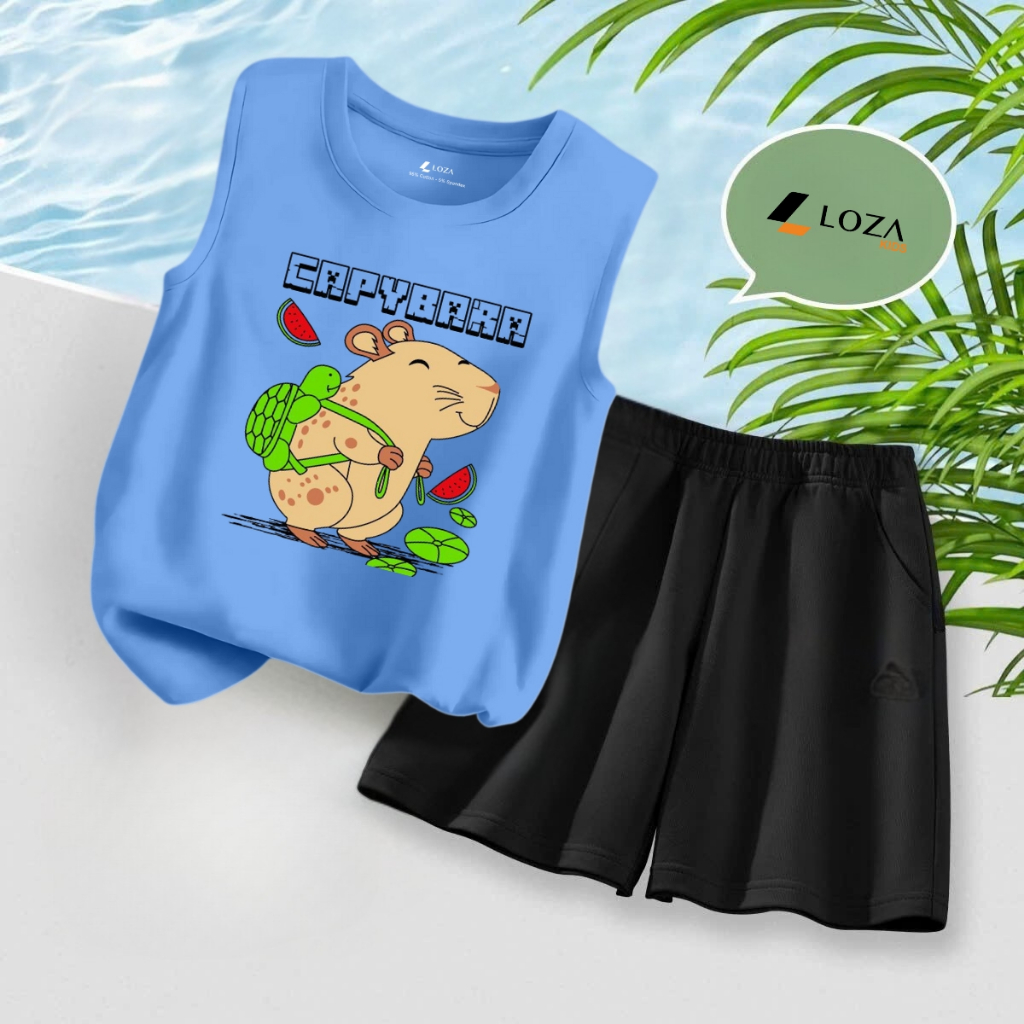 Bộ ba lỗ bé trai in hình 'Capypara đeo cặp'- Loza Kids BL424_thumbnail_1