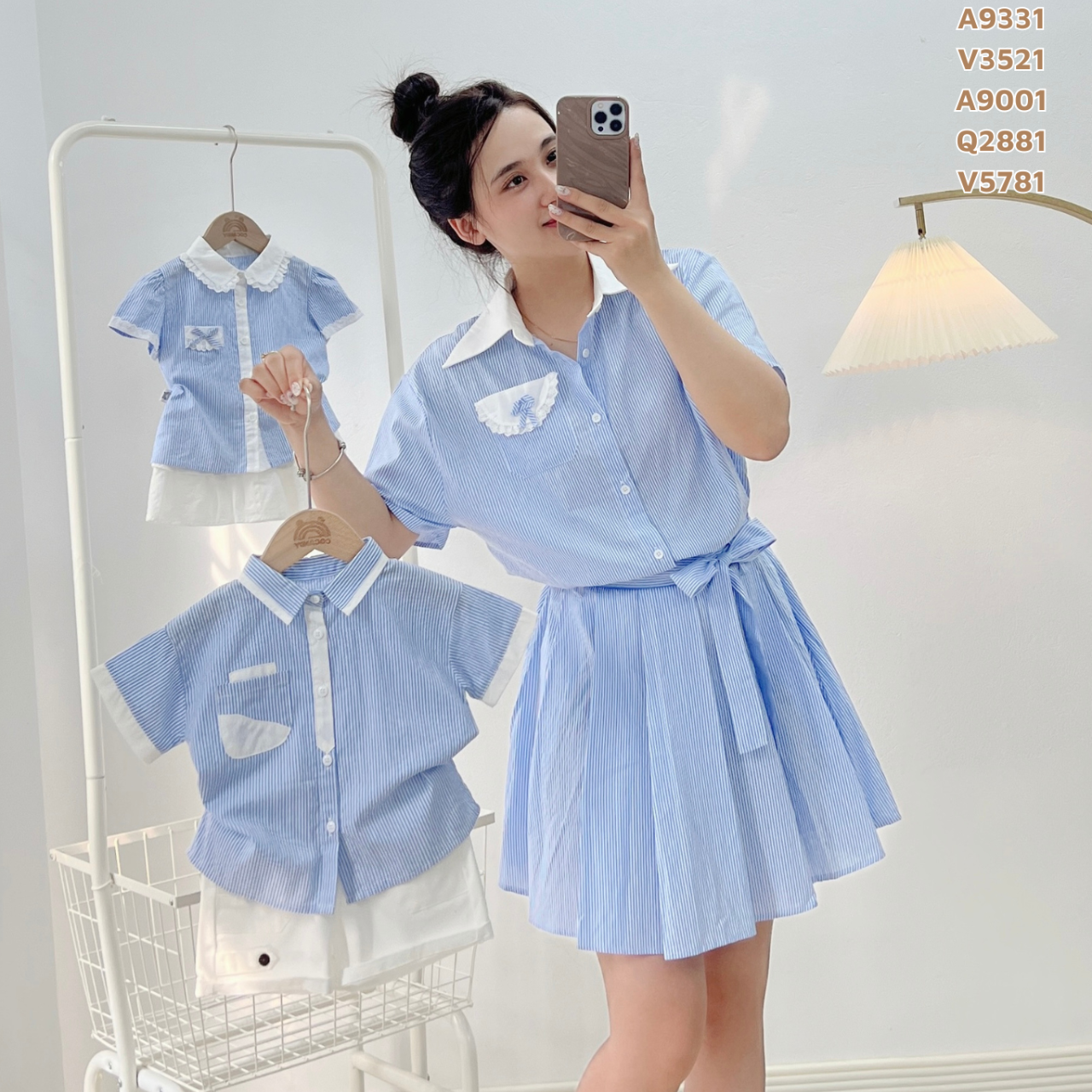 Váy kẻ XANH cổ bẻ NỮ_thumbnail_1
