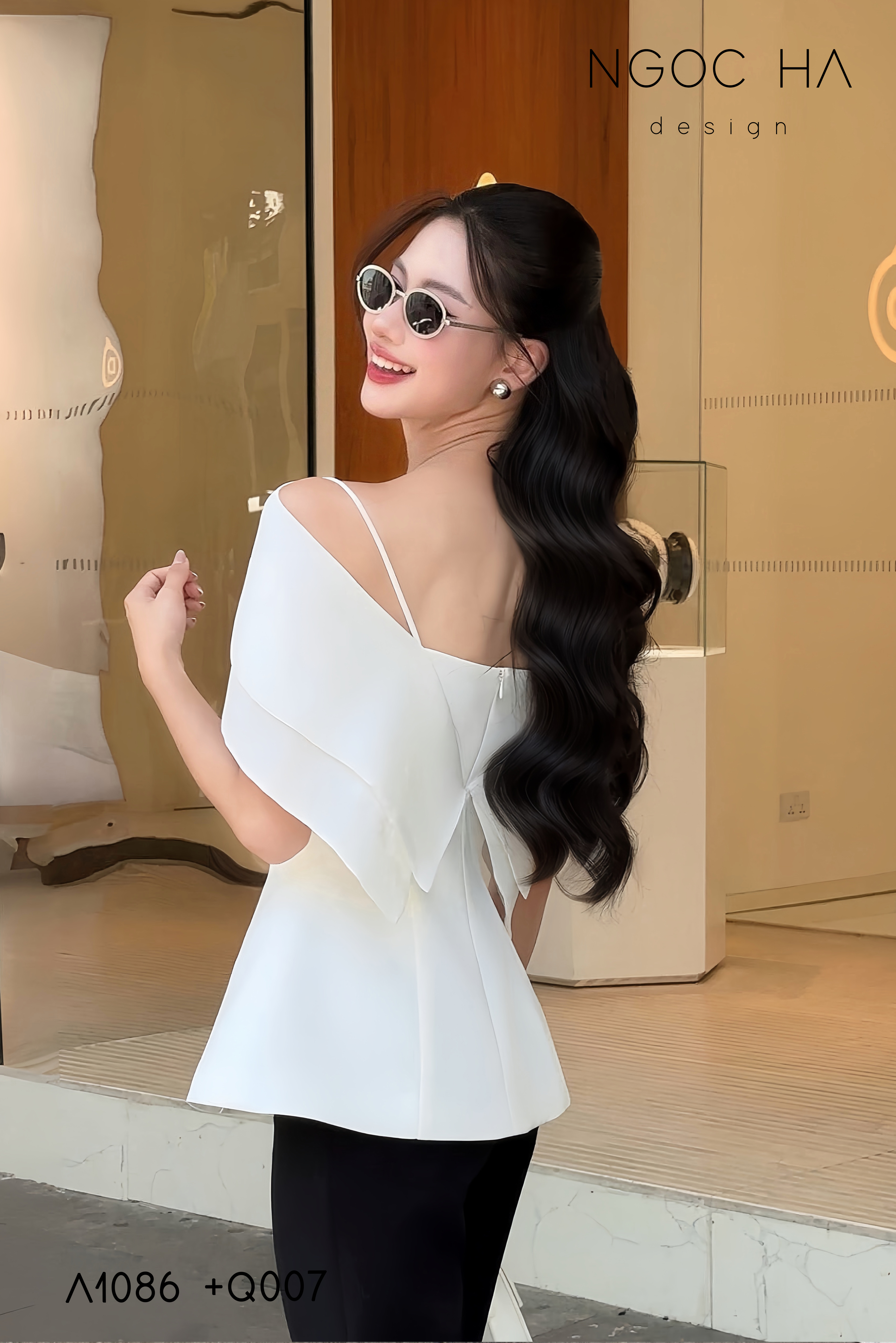 Meily Top_ Áo Peplum Mix Choàng Vai Vải Tơ Màu Trắng A1086_thumbnail_4