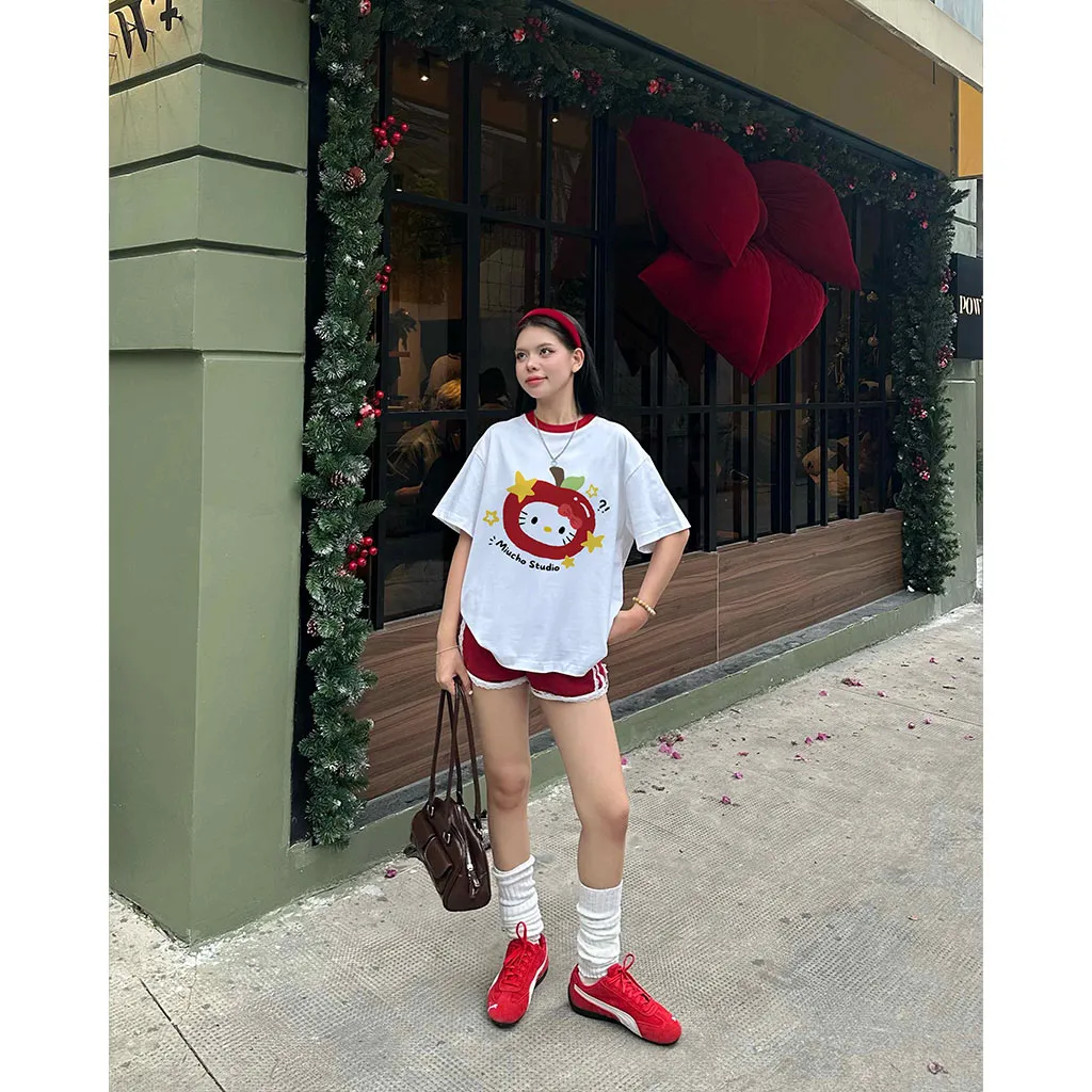 Áo thun boxy Kitty dễ thương Miucho thoáng mát tay ngắn phối cổ in mix 2974_thumbnail_3