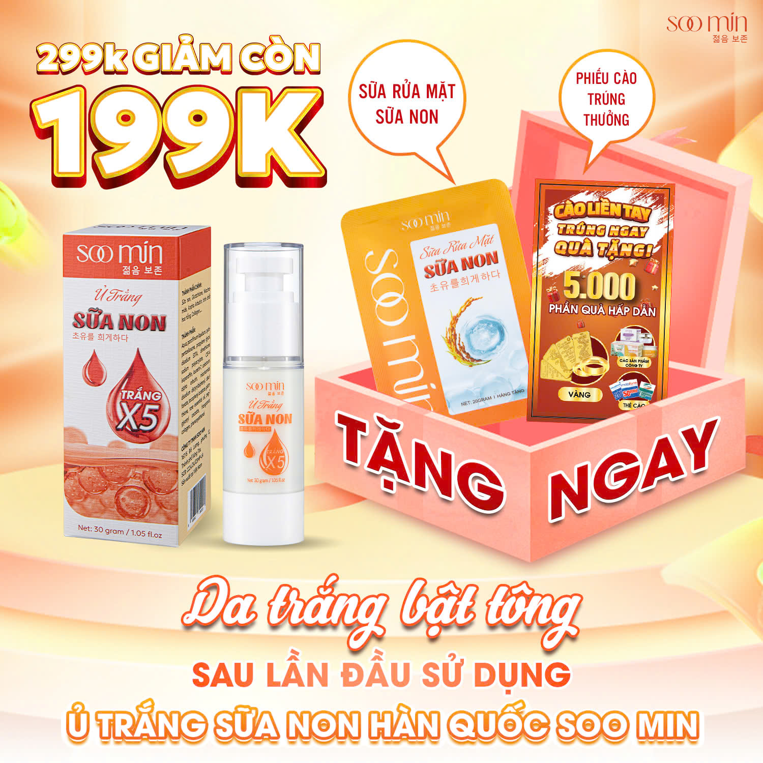 Ủ Trắng Sữa Non SooMin – Da Trắng Mịn, Mờ Nám, Bật Tông Tự Nhiên