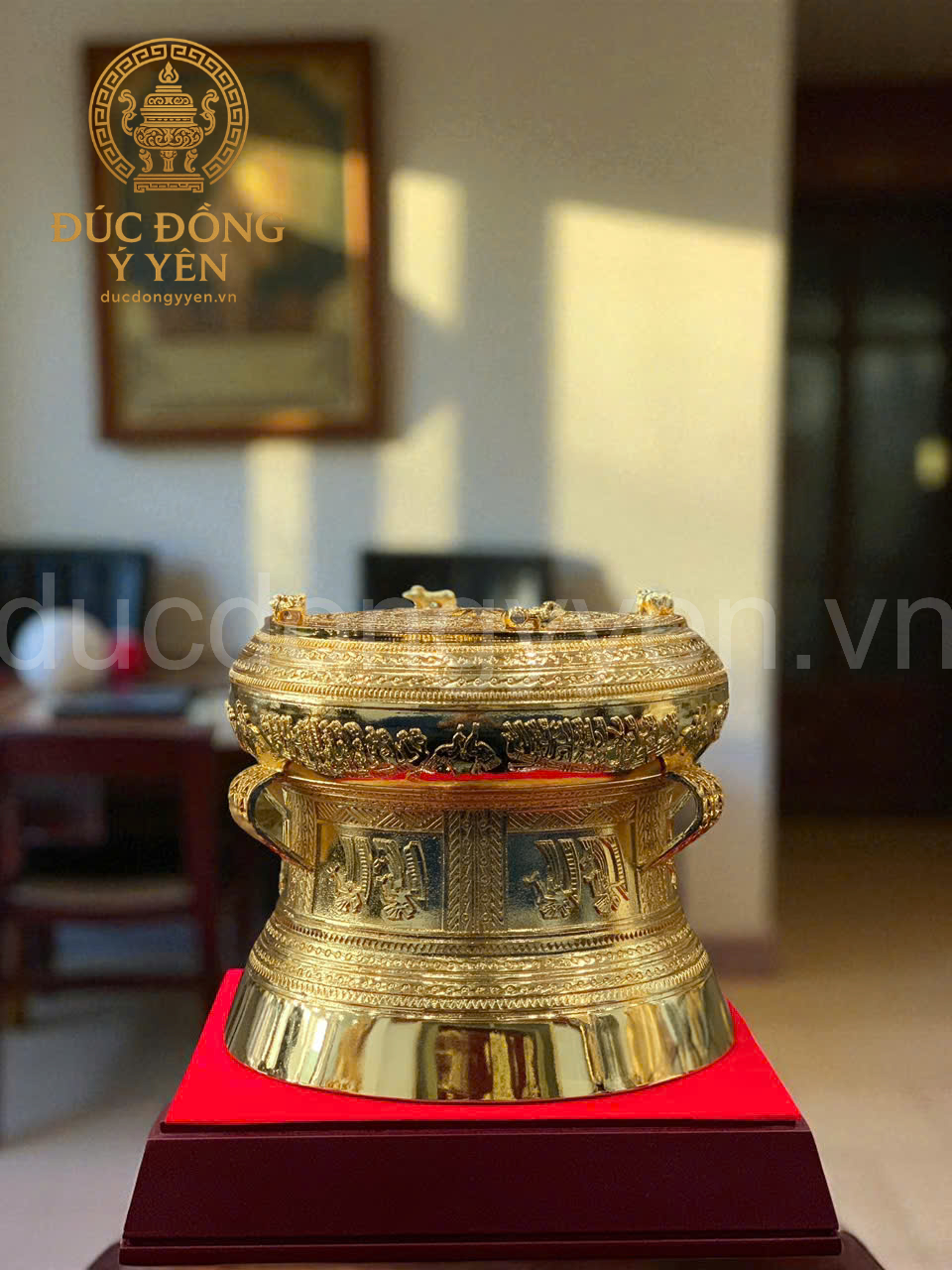 Quả trống đồng mạ vàng 24K đường kính 25cm_thumbnail_2