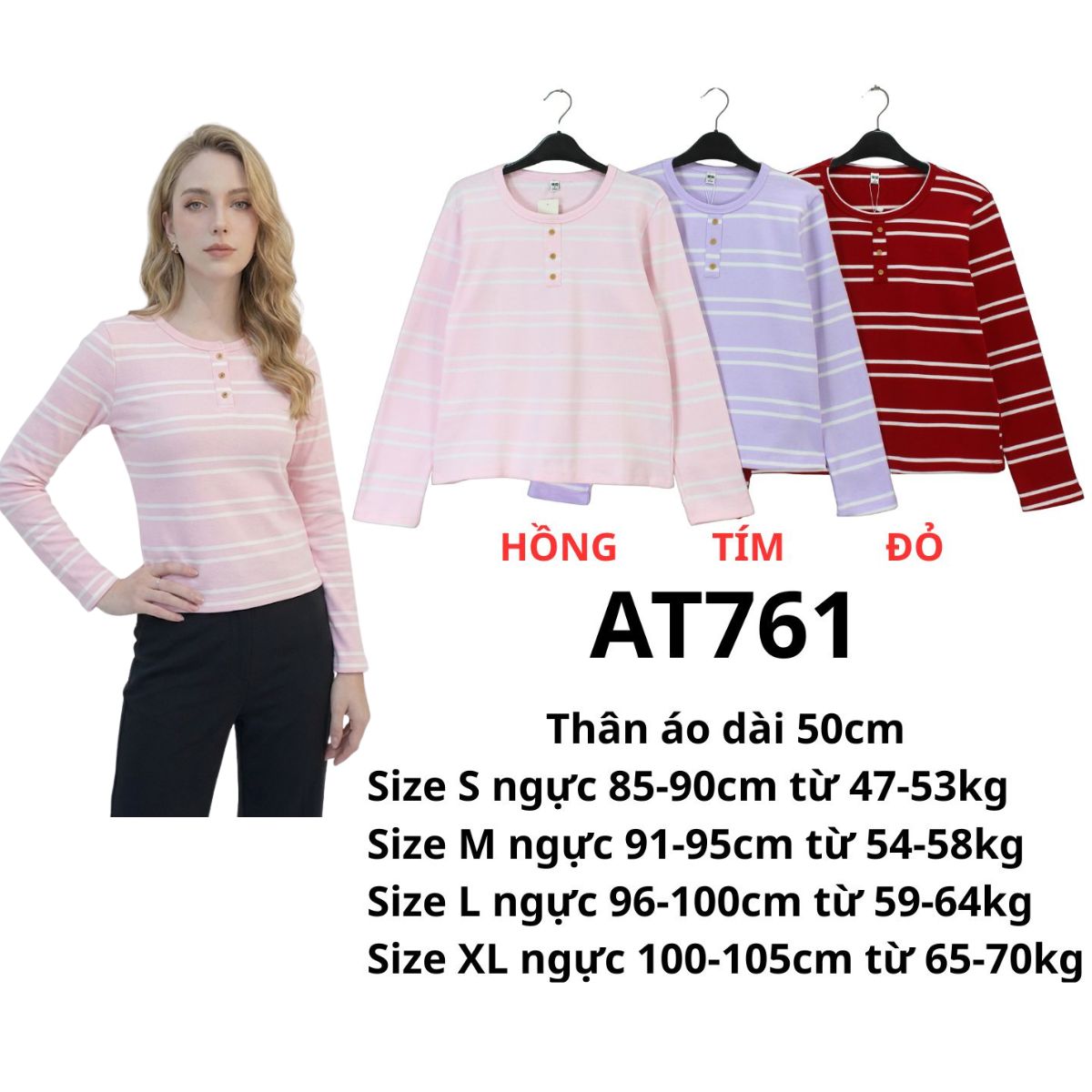 AT761 - Áo thun tay dài sọc