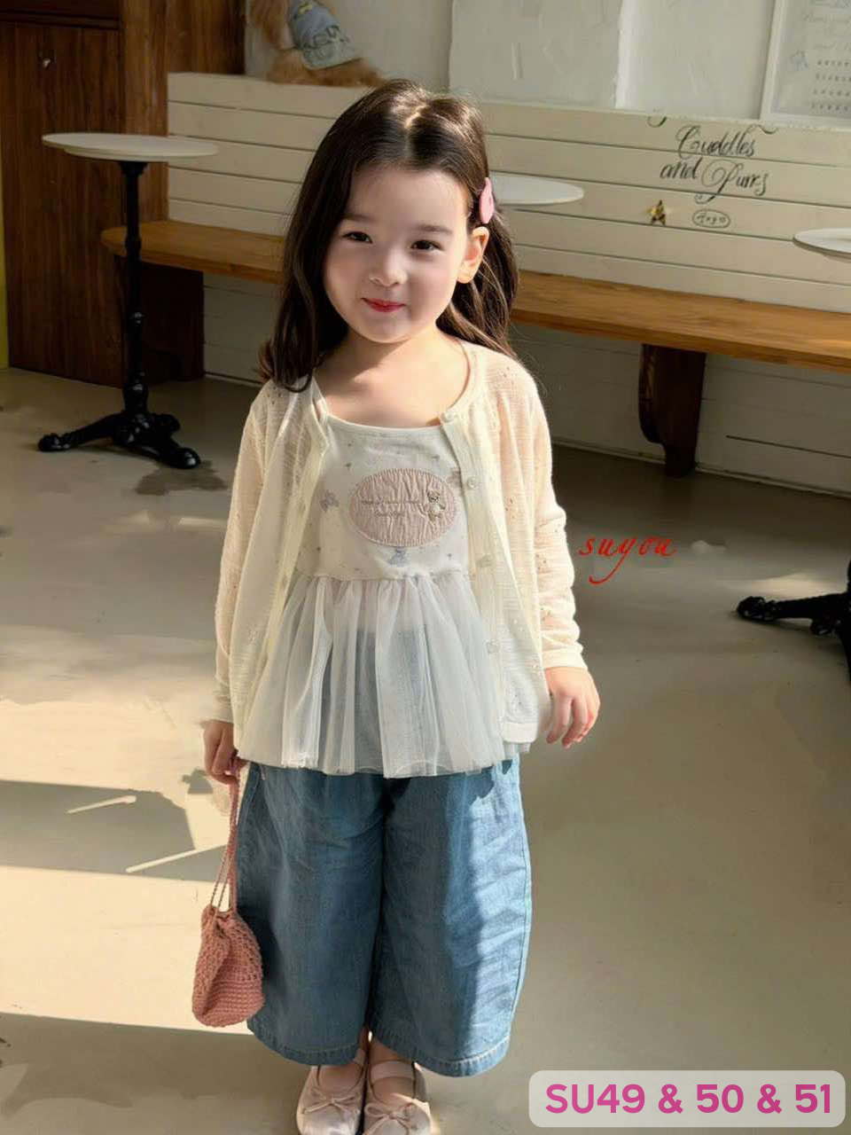 SU51 - Quần jean ống rộng màu xanh hãng Suyou