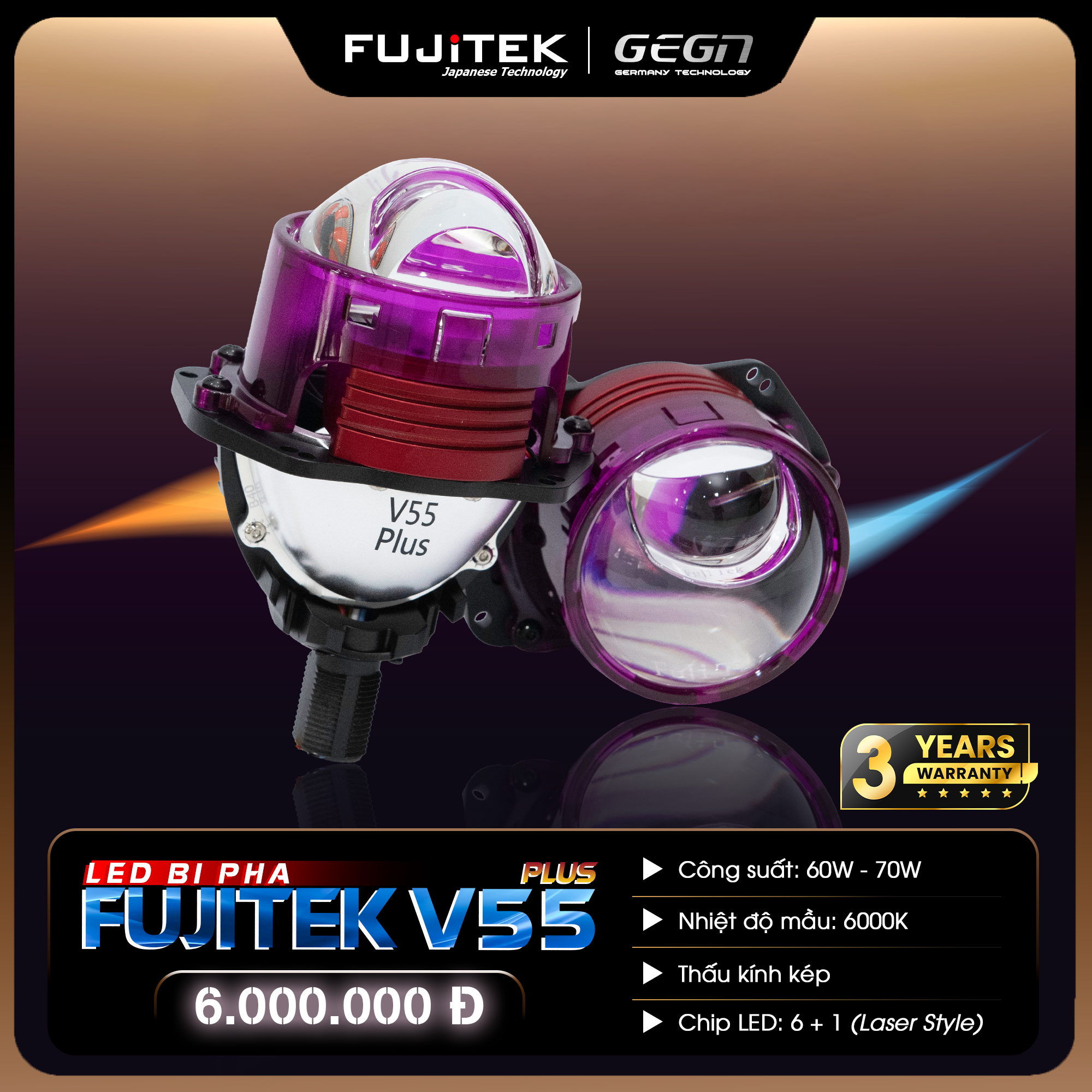 Fujitek V55 Plus Đèn bi led có trợ pha kiểu Laser độc đáo_thumbnail_6