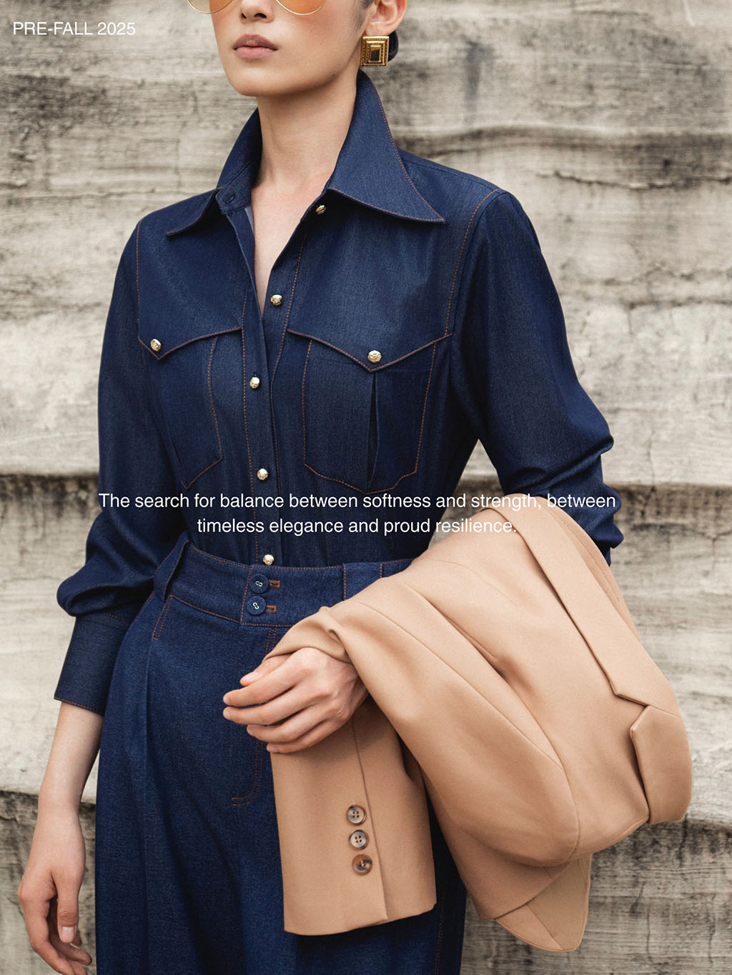 Áo sơ mi bò lụa can cầu ngực túi ốp HAGOO_thumbnail_2