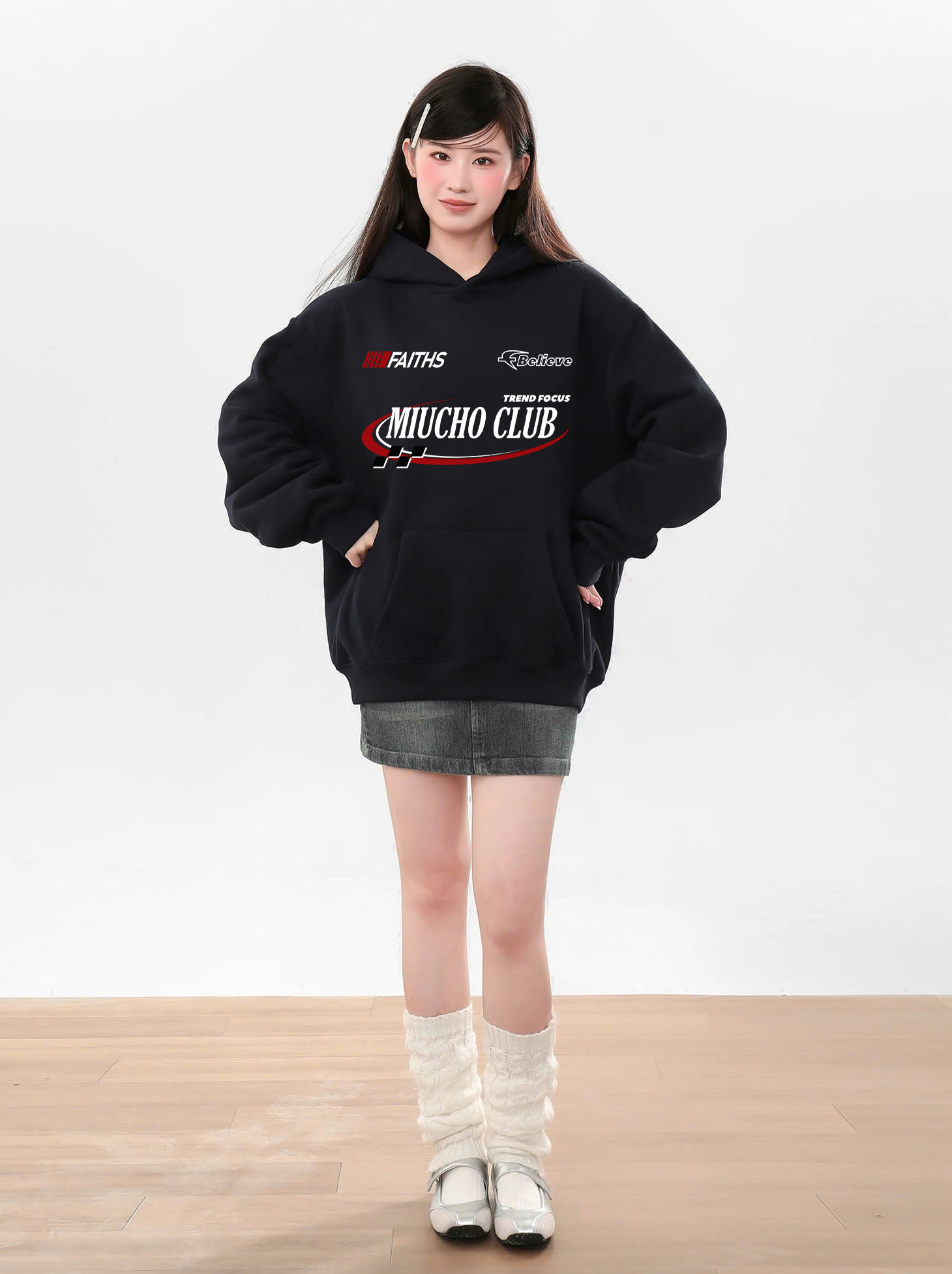 Áo hoodie nữ form rộng local brand HDD1620 Miucho vải nỉ chân cua dày dặn mũ tròn in typography_thumbnail_2