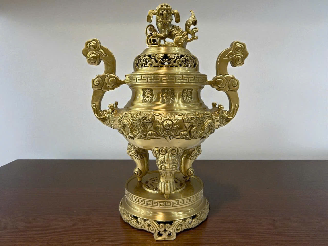 Bộ ngũ sự cao 45cm đúc đồng vàng thau _thumbnail_0