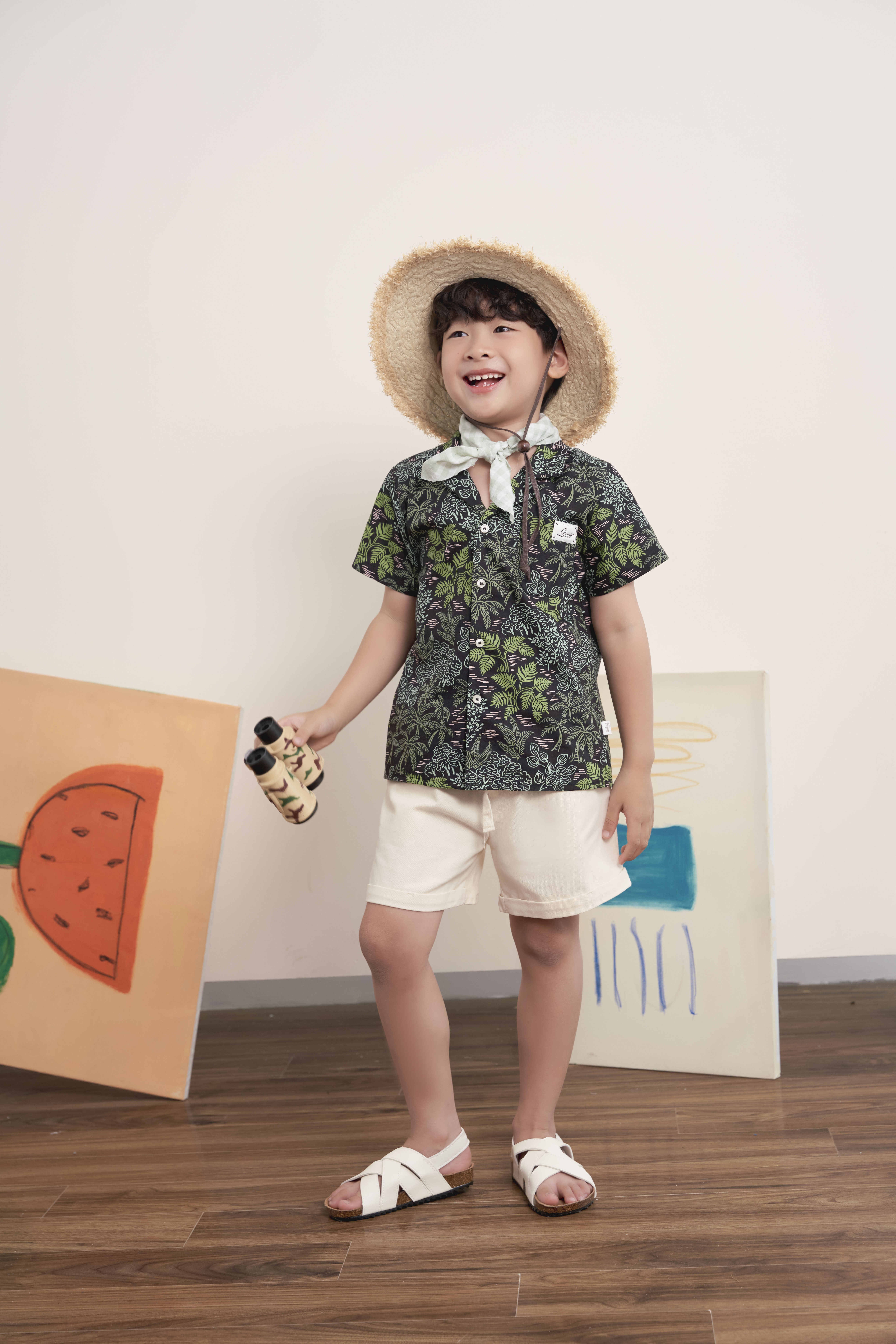 Bộ áo hoạ tiết cổ bẻ ve quần short_thumbnail_4