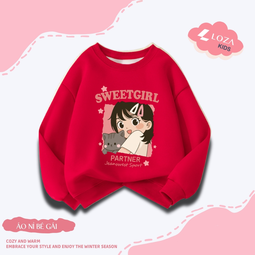 Áo sweater bé gái SWEET GIRL, PRETTY GIRL - Áo nỉ trẻ em cổ tròn size từ 15-40kg  Loza Kids IN003_thumbnail_6