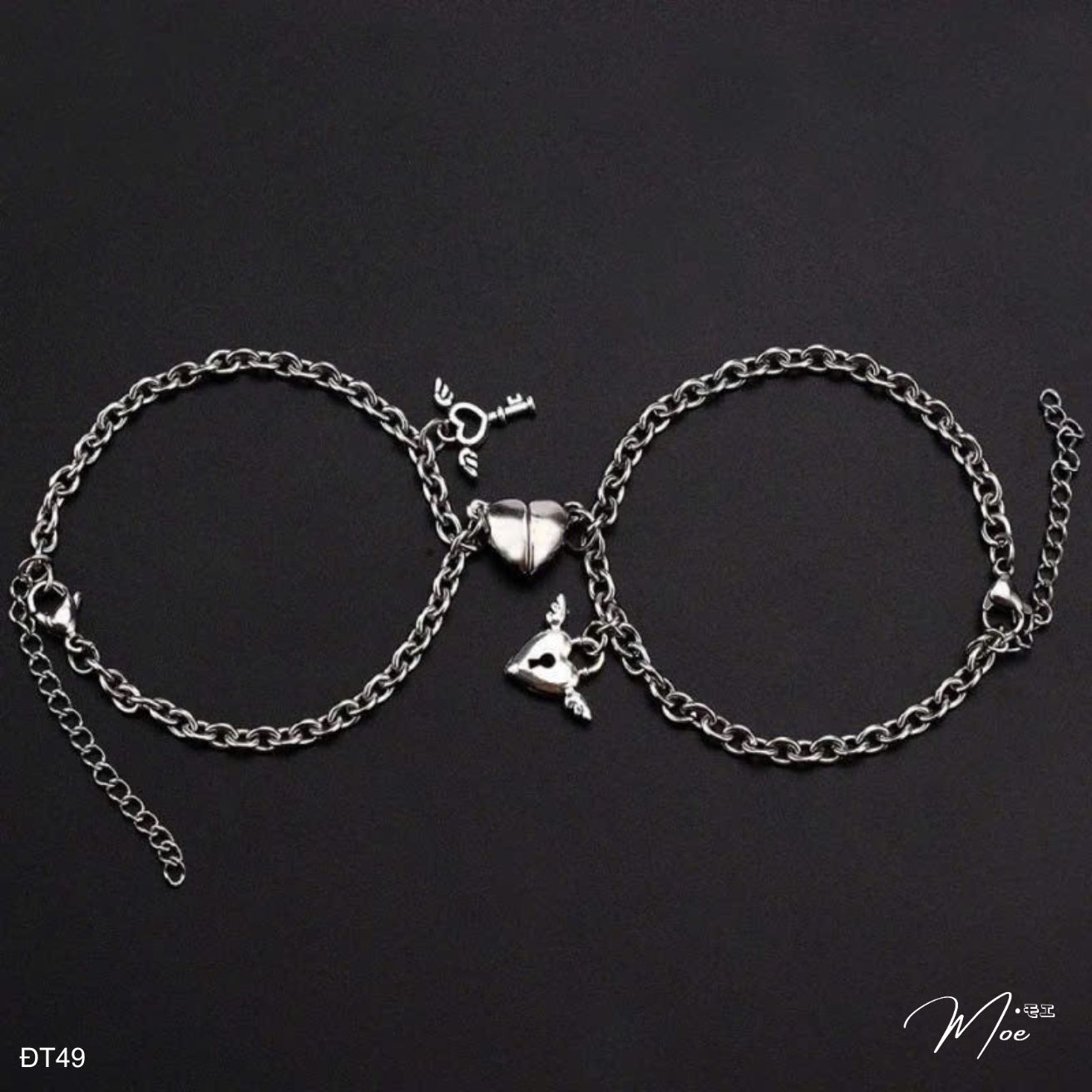 ĐT49 - Lắc tay đôi ổ khóa thiên thần trái tim nam châm