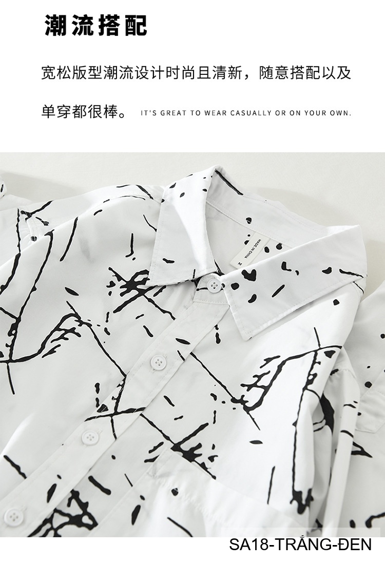SA18 - Áo Sơ Mi Nam Tay Dài Phong Cách Nhật Bản In Hình Nghệ Thuật Dáng Rộng_thumbnail_9