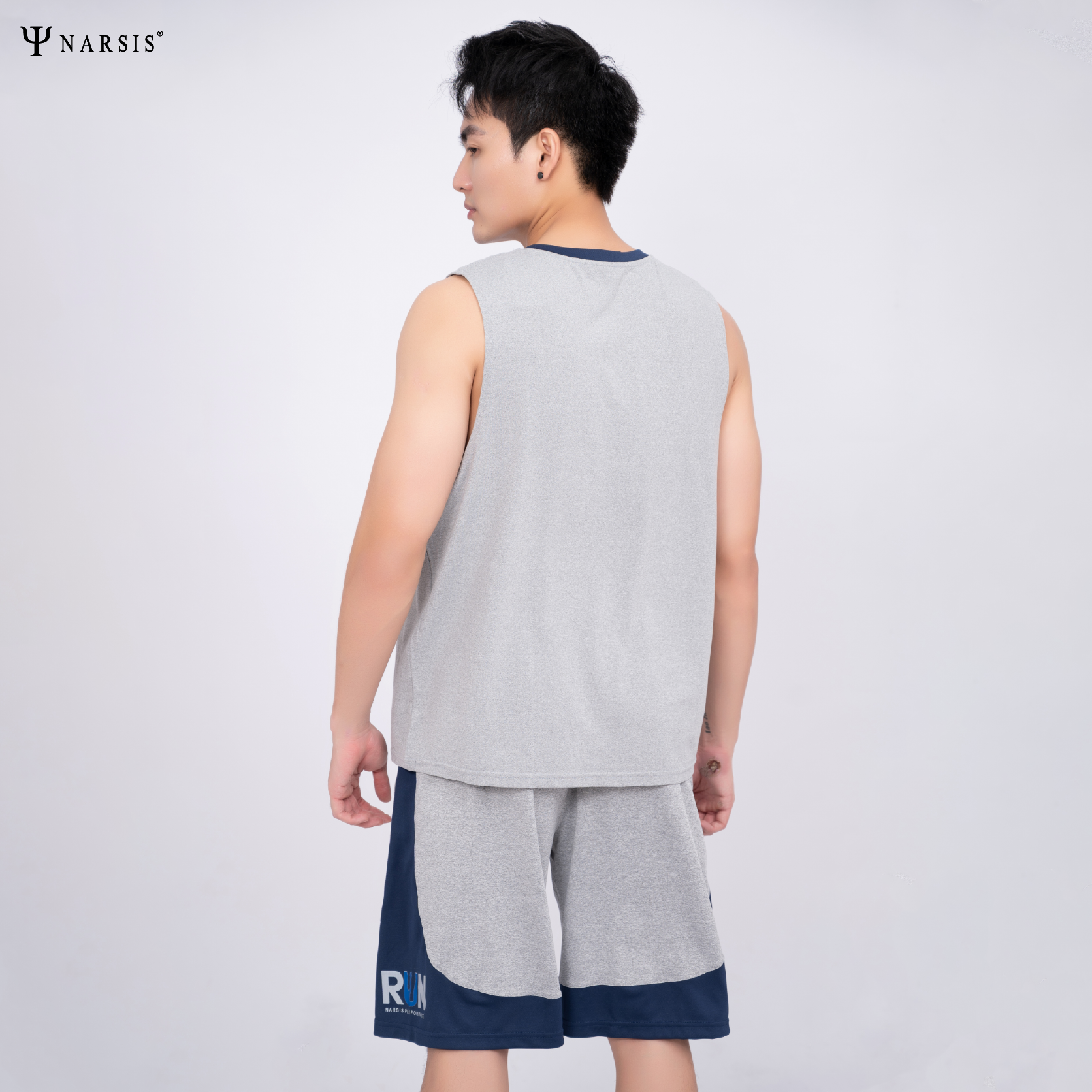 BỘ QUẦN ÁO THỂ THAO NAM POLYESTER SPANDEX GHI XANH NARSIS - PRO-ACTIVE XANH GHI KHỎE KHOẮN E23005_thumbnail_0