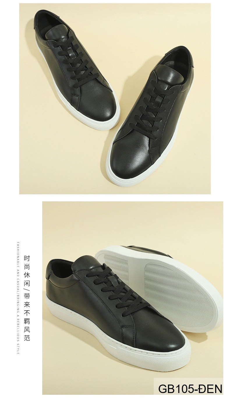 GB105 - Giày Sneaker Nam Da Bò Thiết Kế Đơn Giản, Đế Cao Su Bền, Màu Trắng Đen_thumbnail_18