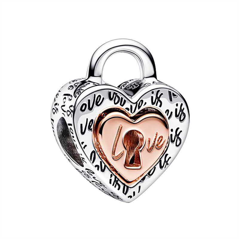 CL223 - Charm lẻ trái tim ổ khóa 2in1