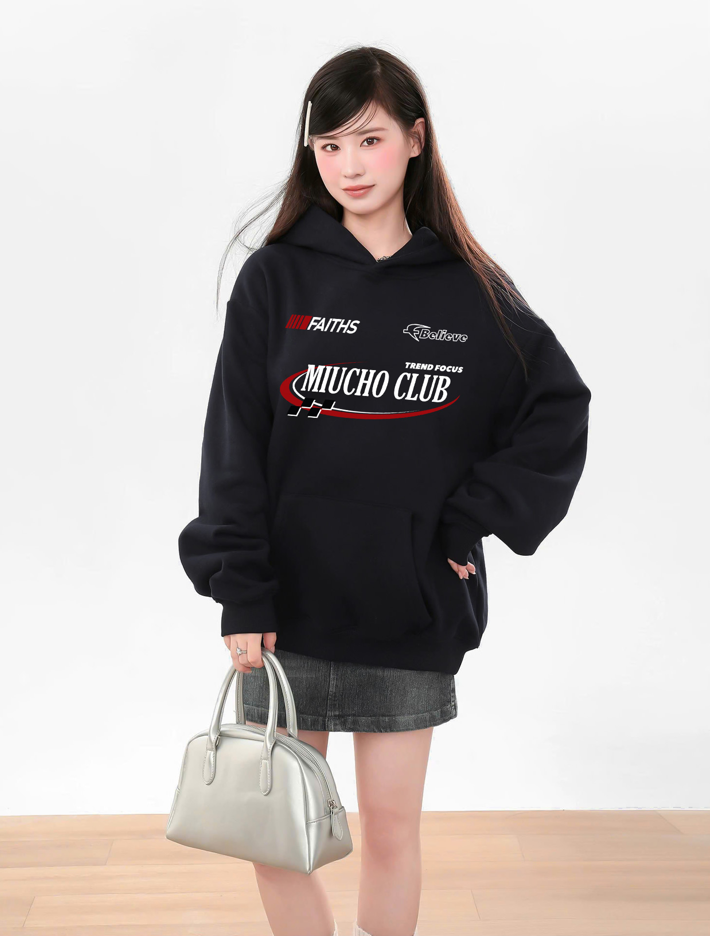 Áo hoodie nữ form rộng local brand HDD1620 Miucho vải nỉ chân cua dày dặn mũ tròn in typography_thumbnail_5