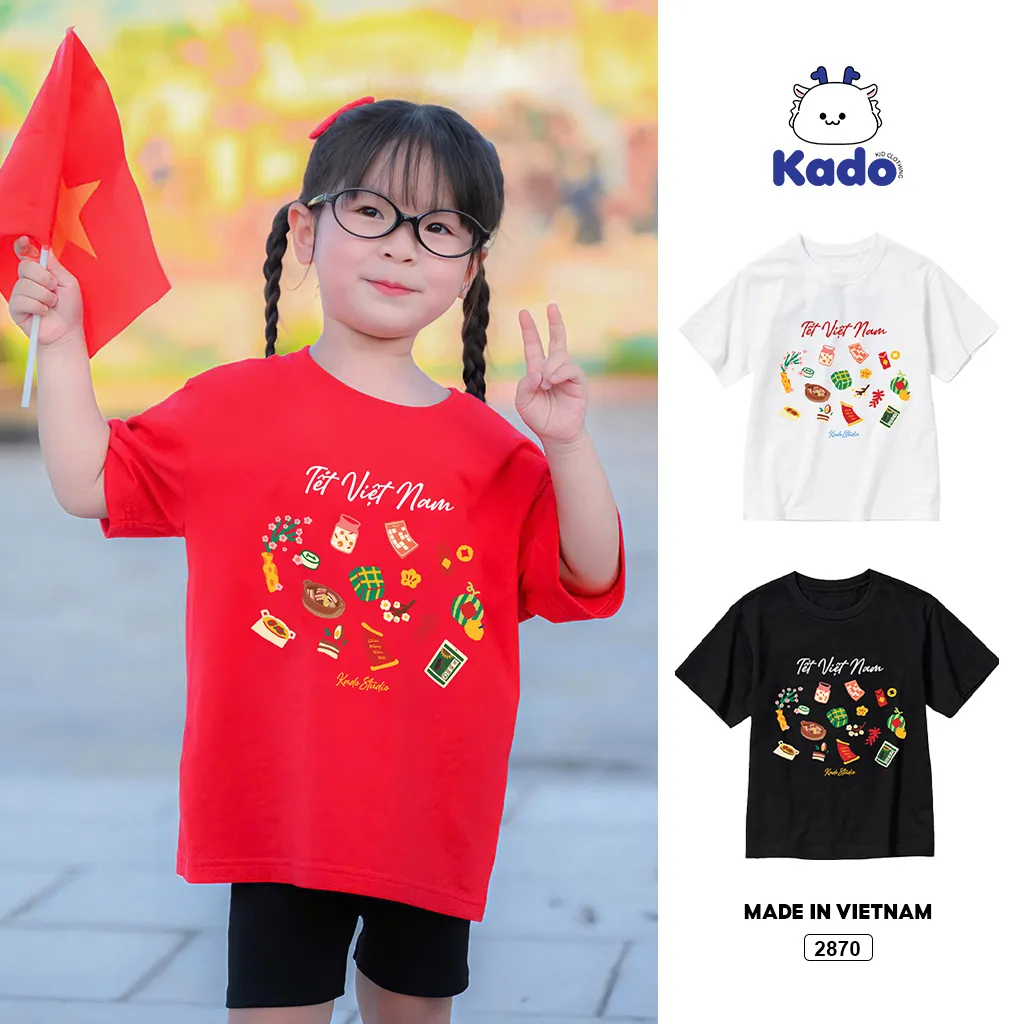Áo thun kid form rộng Kado chất vải cotton mềm mại thoáng mát thoải mái Tết Việt Nam 2870