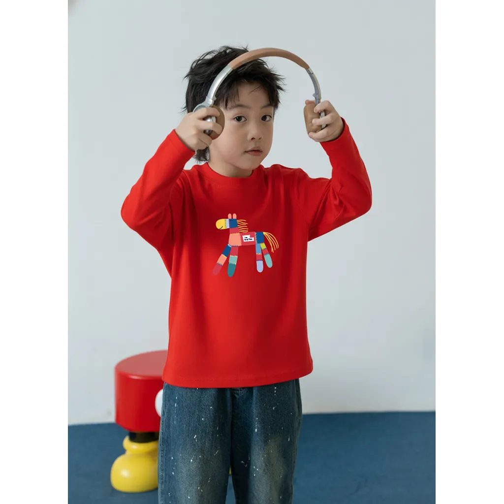 Áo thun bé trai tay dài form rộng Kado vải dày dặn giữ ấm hình ngựa 2982_thumbnail_5