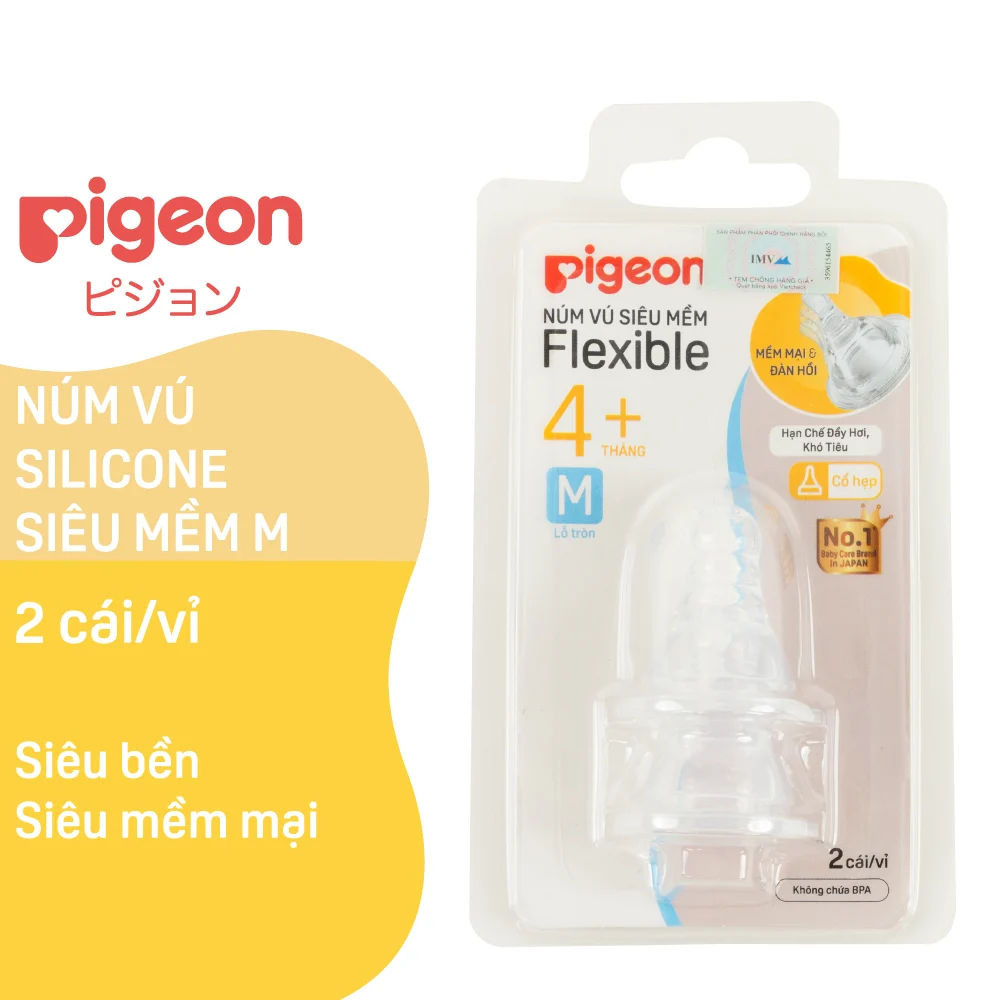 Núm Vú Silicon 4 + Pigeon siêu mềm vỉ/2 cái