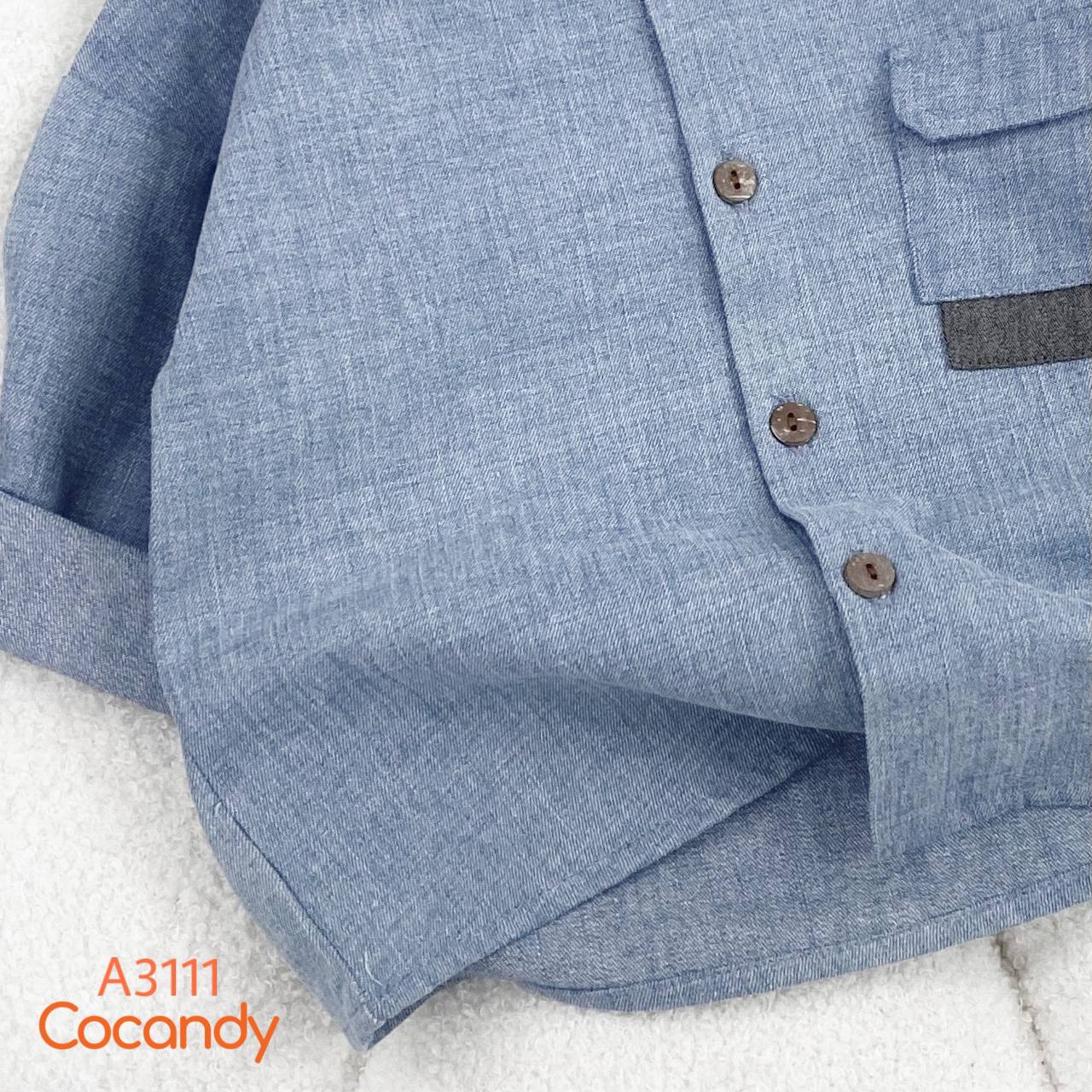 Áo dài sơ mi jean XANH NHẠT phối 2 túi GHI_thumbnail_2