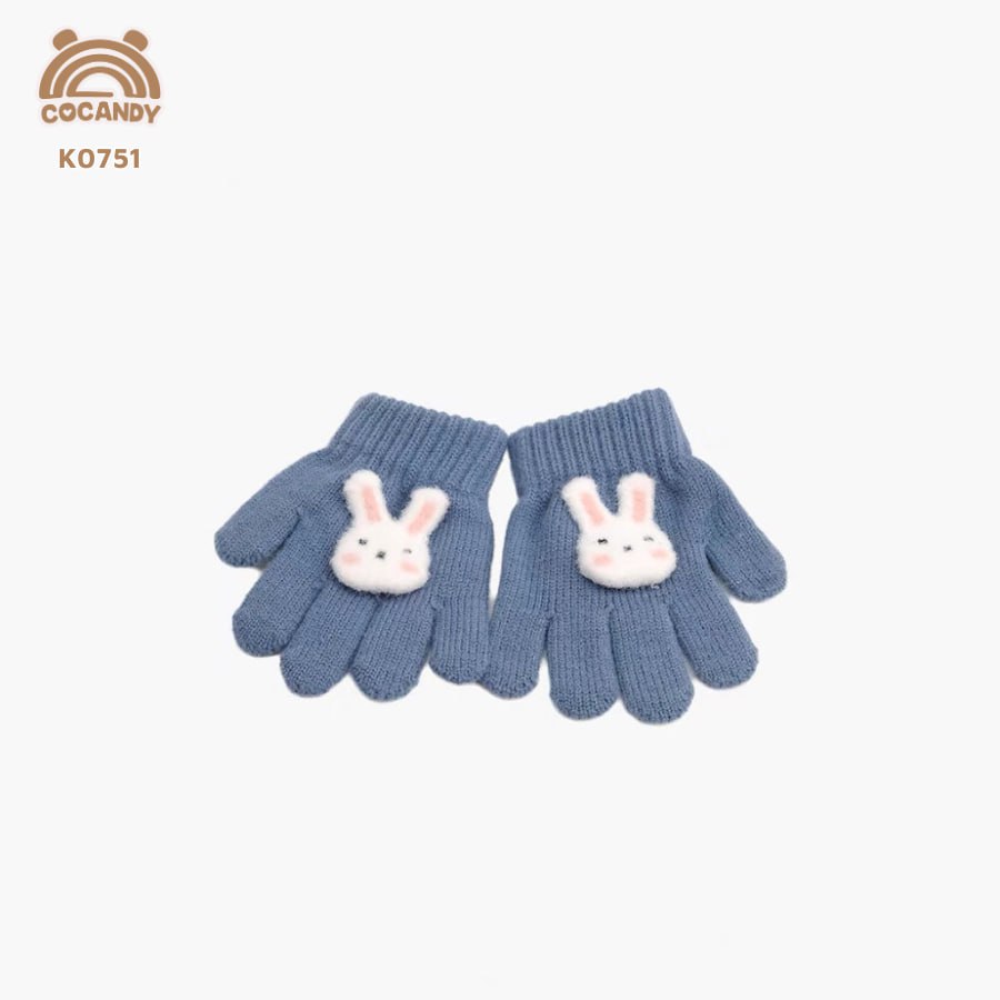Găng tay nhập XANH NAVY thỏ TRẮNG
