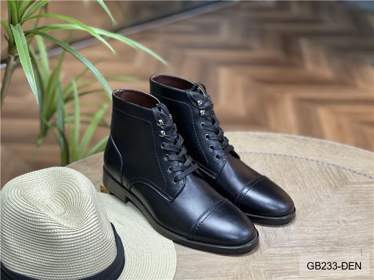 GB233 - Giày Boots Martin Nam Da Bò Phong Cách Anh, Đế Cao Su Chống Trượt, Màu Đen Kaki_thumbnail_4