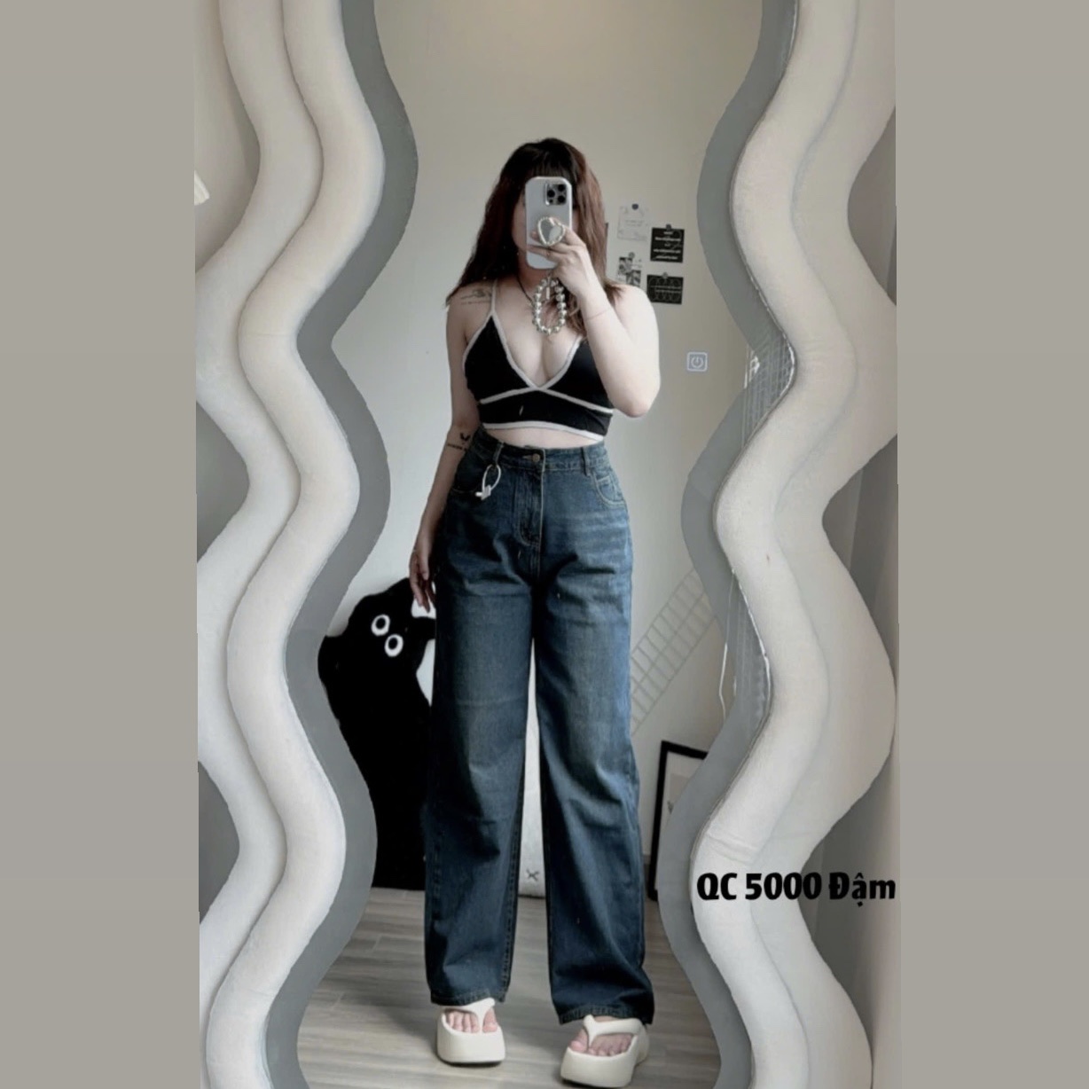 Quần jean ống suông lưng cao basic mới bigsize QJ5000 dành cho nàng béo mập từ 55-90kg_thumbnail_2