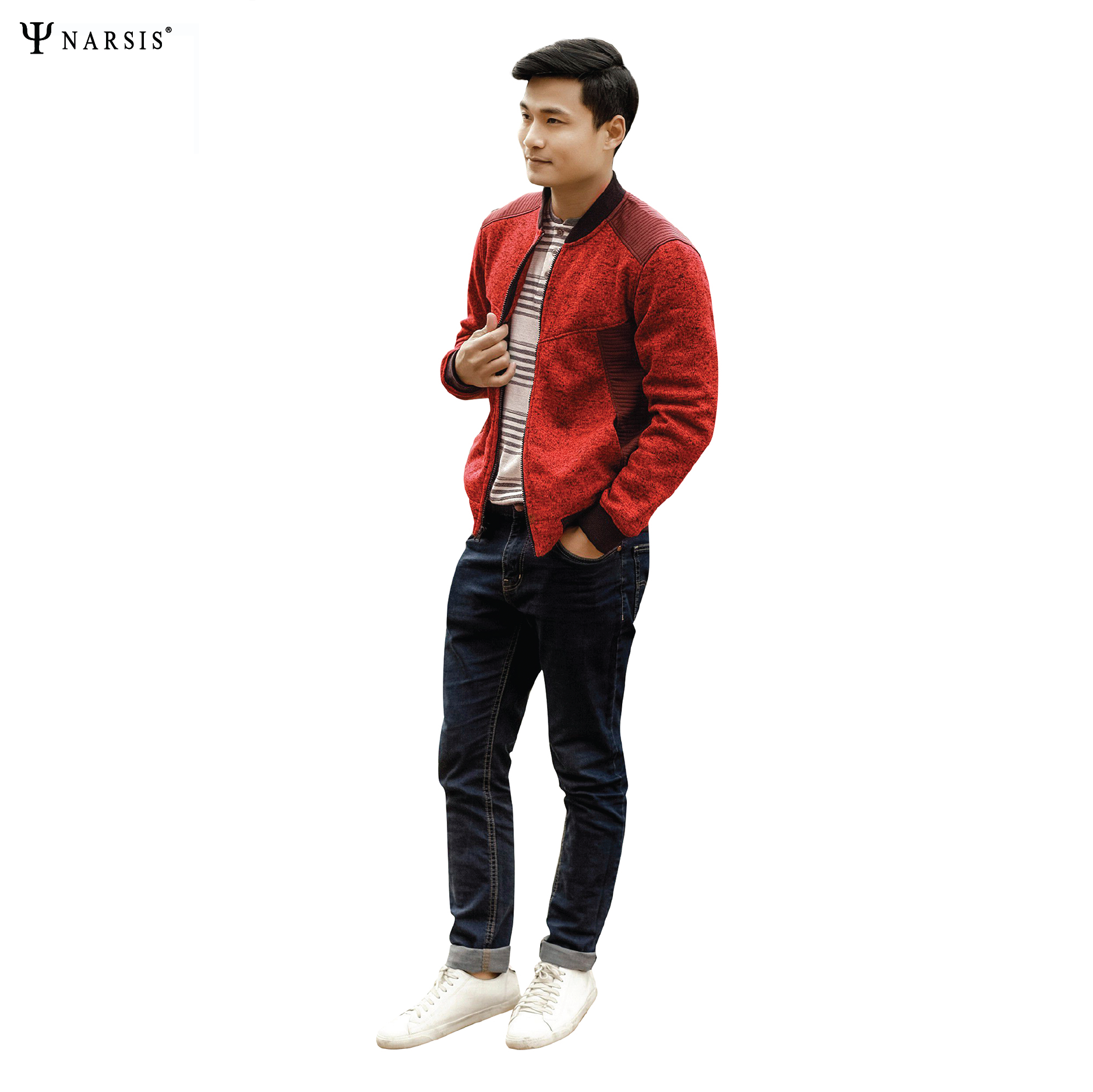 ÁO NAM BOMBER THỂ THAO D7098 NARSIS VẢI LEN COTTON ẤM ÁP, THOÁNG MÁT, GIỮ ẤM TỐT, MỀM MẠI