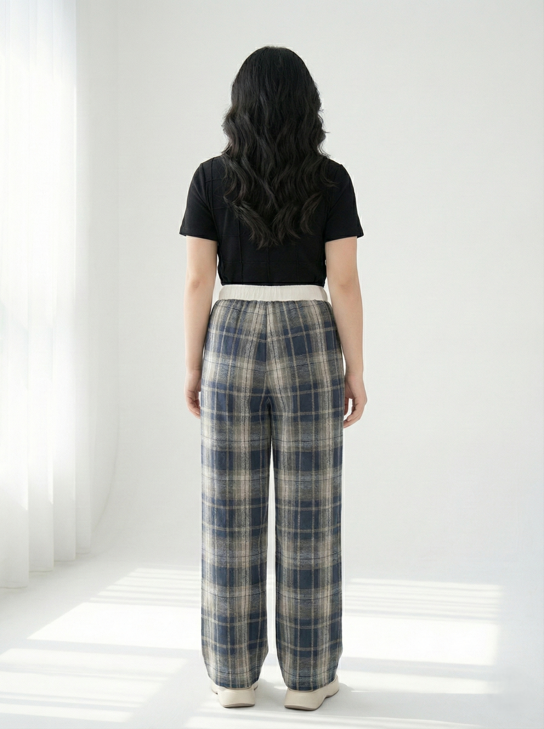 Quần suông nỉ caro phối lưng kiểu bigsize QD032 dành cho nàng mũm mĩm từ 55-95kg_thumbnail_3