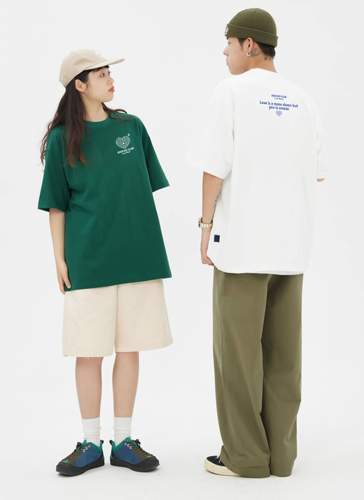 Áo thun cặp đôi couple trái tim from rộng ATD1380 Miucho vải cotton thoáng mát cổ tròn in mix_thumbnail_2