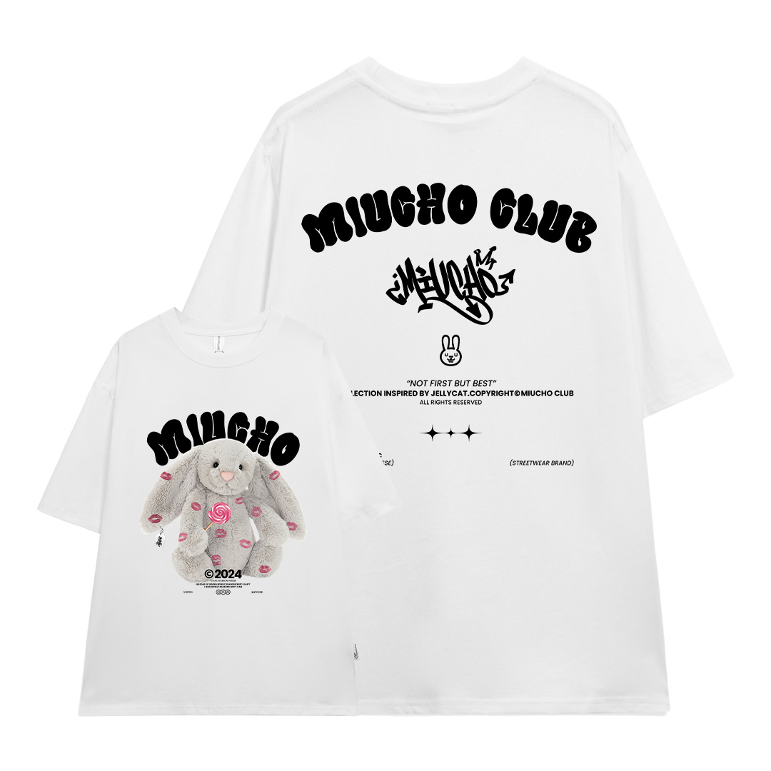 Áo thun thỏ Bunny form rộng local brand ATD1255 Miucho tay ngắn cổ tròn in mix_thumbnail_0