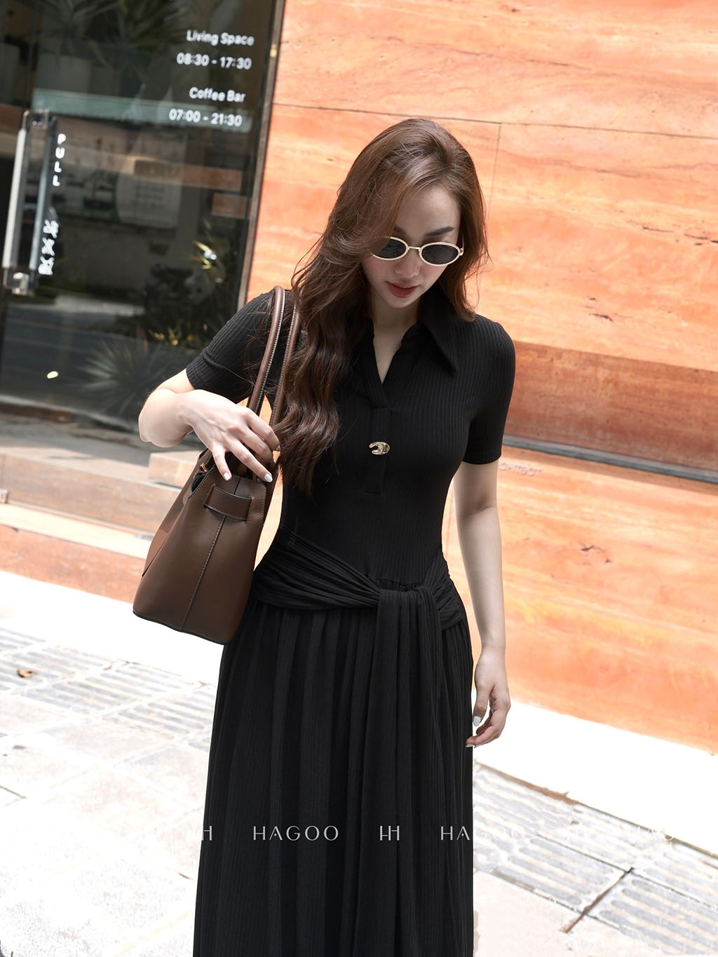 Váy thun Sarah dây thắt eo HAGOO