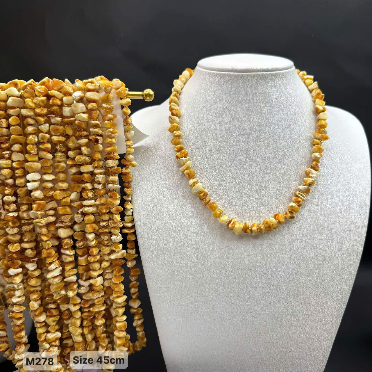 Chuỗi Hổ Phách Thô Bạch - M278