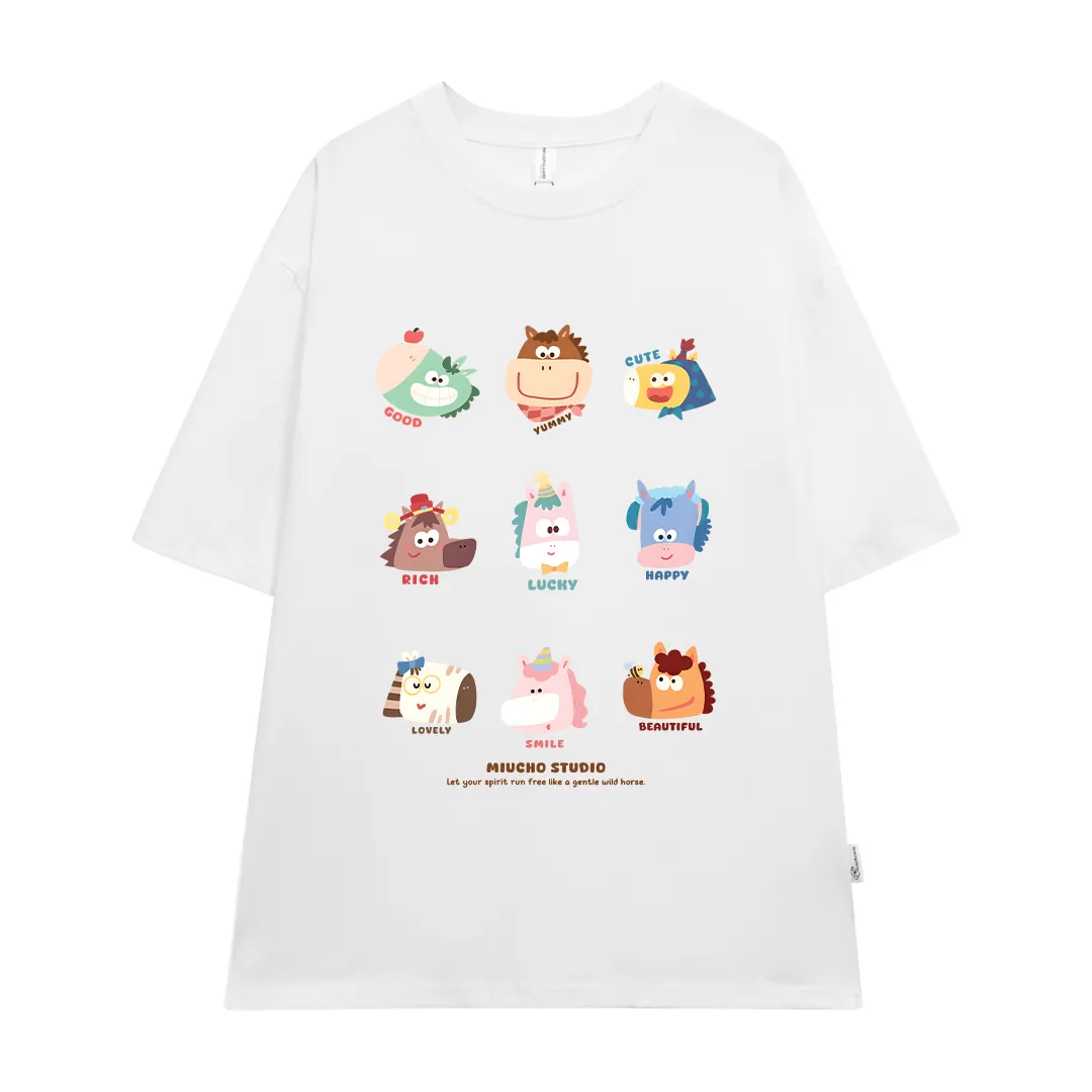 Áo thun Tết Bính Ngọ form rộng Miucho chất vải dày dặn thoáng mát hoạt hình in mix 2877_thumbnail_0