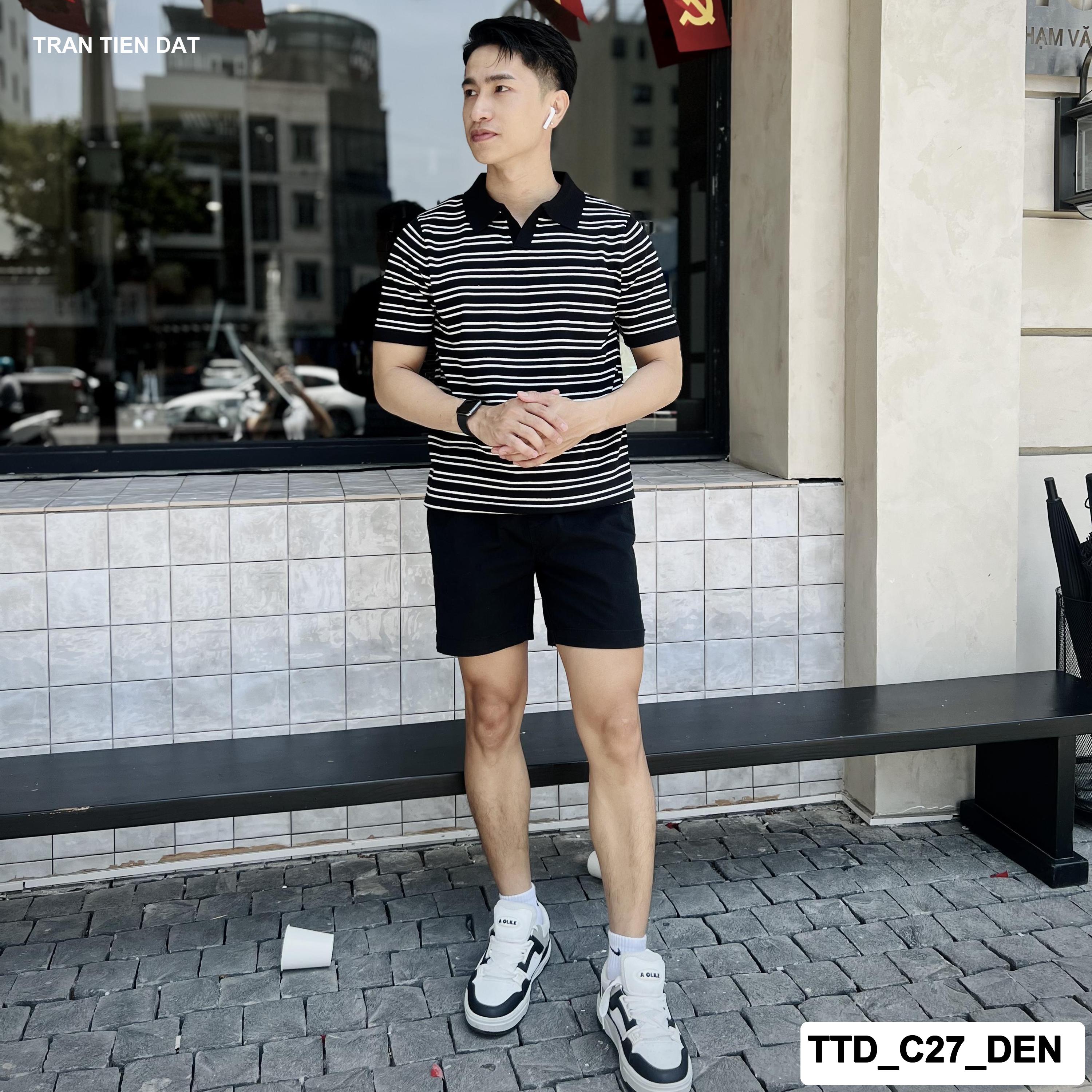 TTD_C27 - Áo polo dệt kim 2 sọc cho nam C27