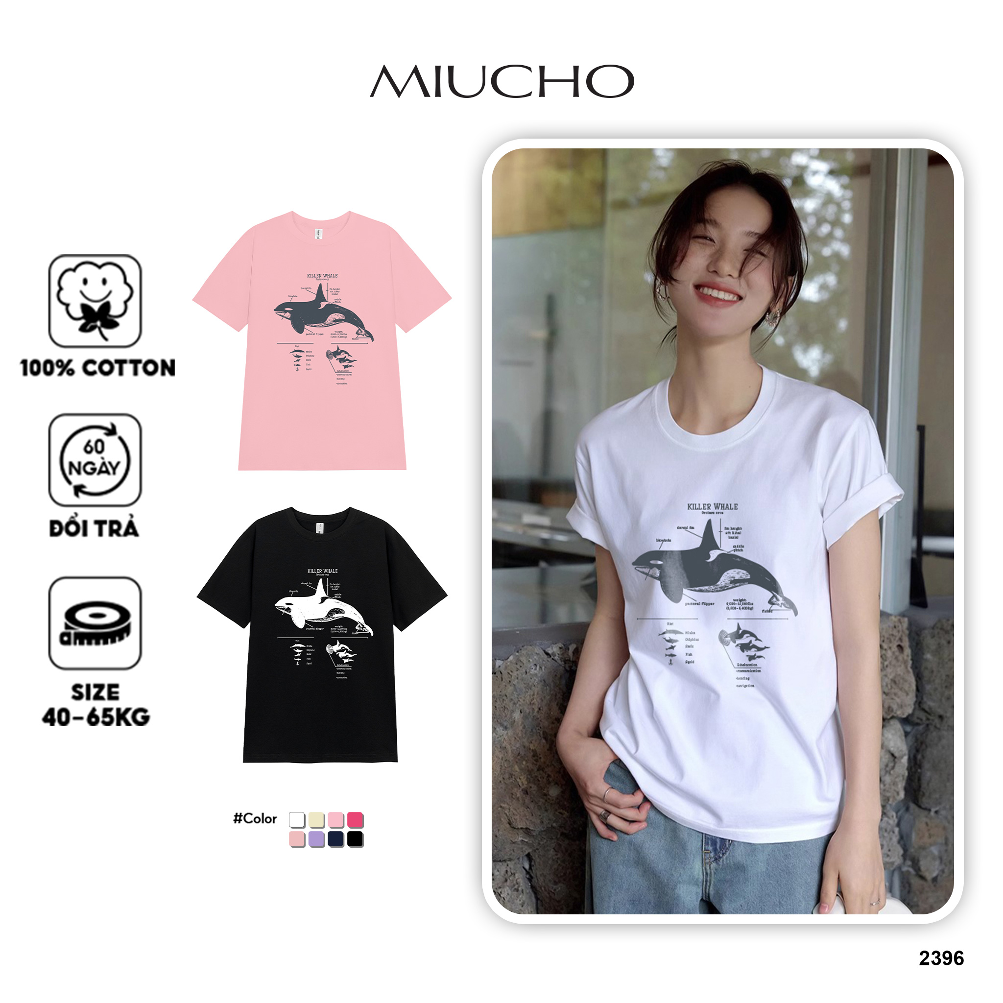 Áo thun nữ phong cách vintage form regular ARD2396 Miucho Chic vải cotton co giãn 4 chiều thoáng mát