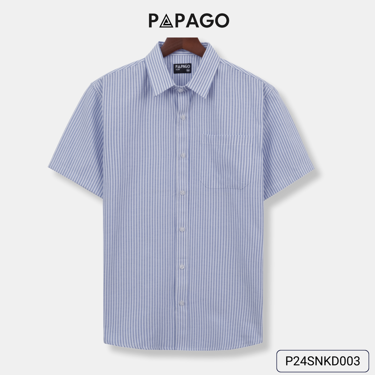 Áo sơ mi nam trung niên PAPAGO tay ngắn lai bầu kẻ sọc chất vải oxford - P24SNKD003_thumbnail_10