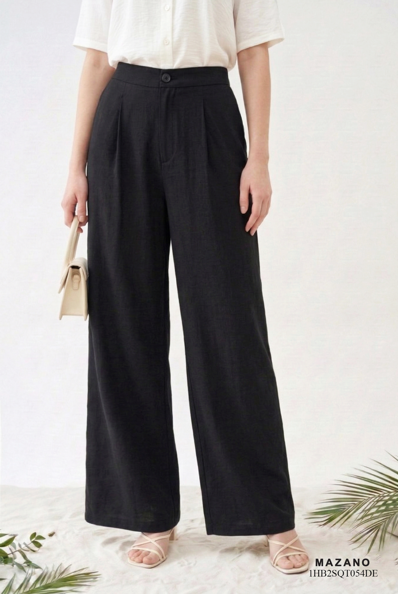 Quần vải thô pha linen đen dáng suông đứng thiết kế MAZANO_thumbnail_3