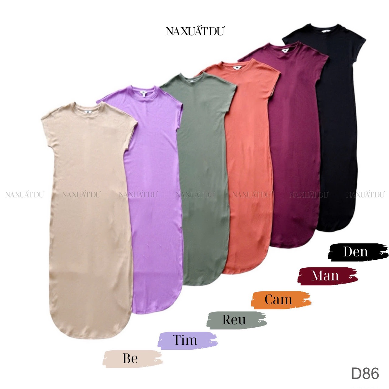 Đầm dài suông xẻ tà nữ 