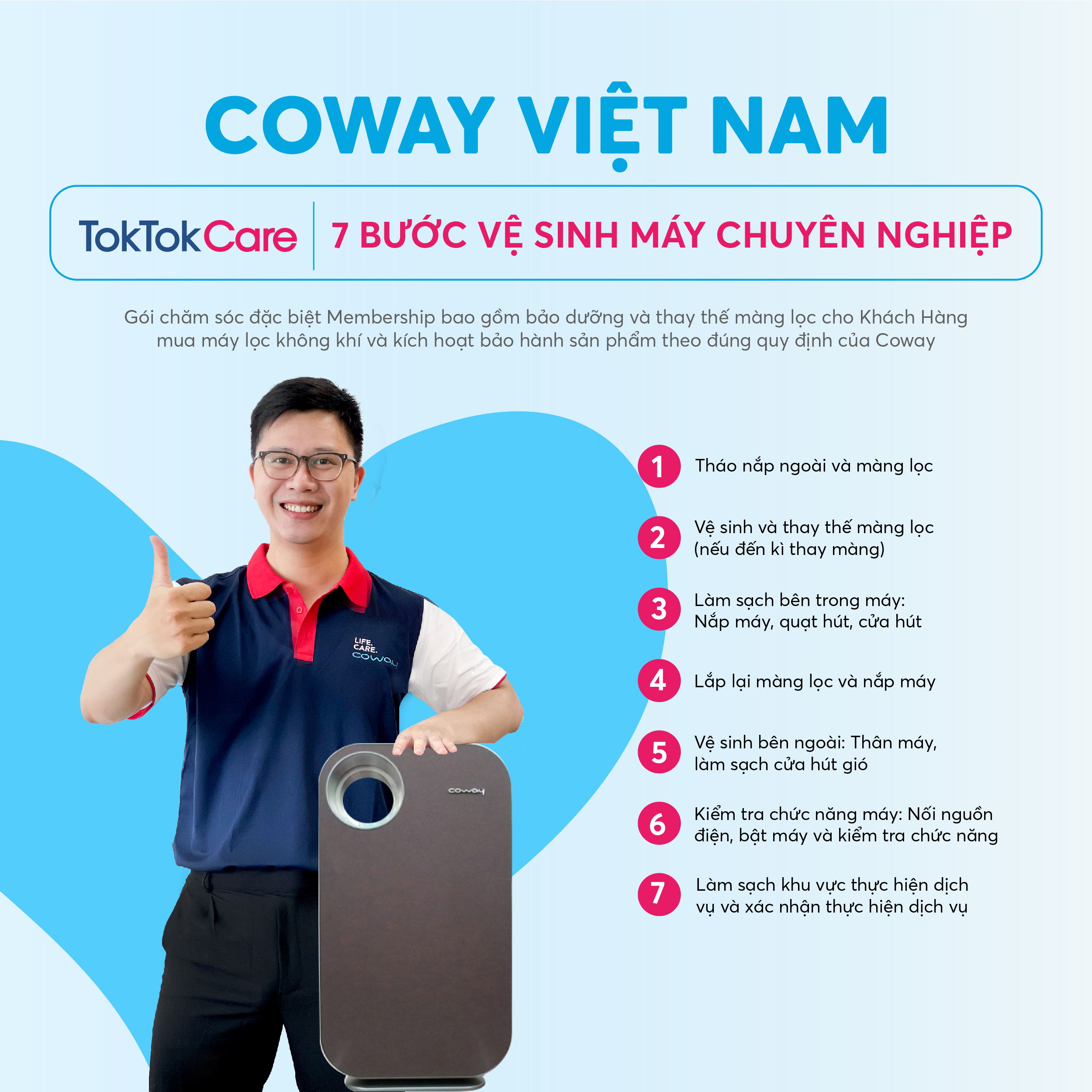 [AP-1008DH] – Coway – Toktokcare Service – Gói bảo dưỡng và chăm sóc máy lọc không khí Coway 1 năm tại nhà