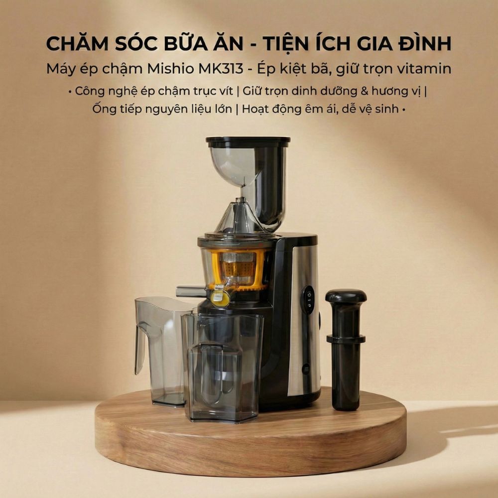 Máy Ép Trái Cây slowjuicer Mishio MK313 - motor đồng nguyên chất