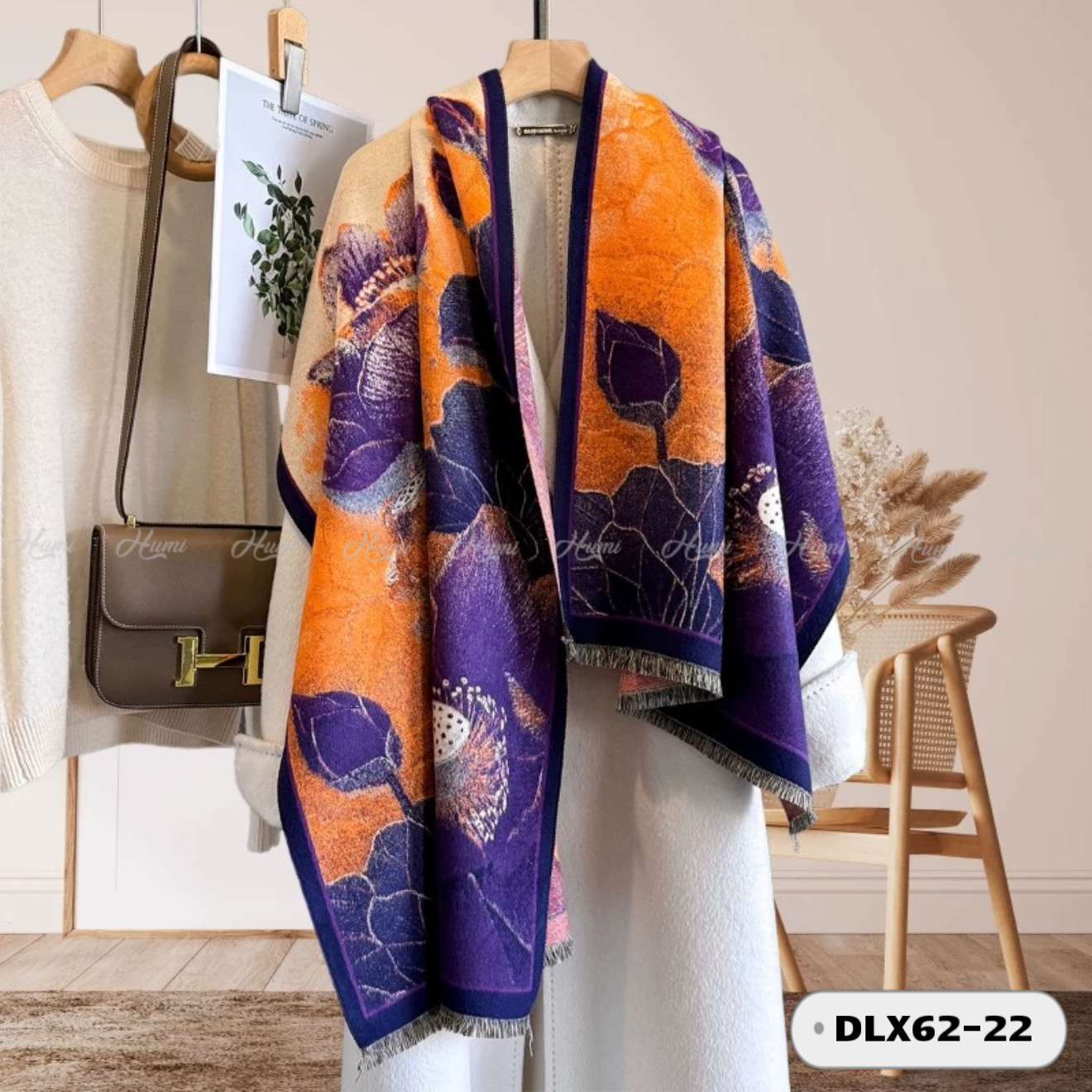 KHĂN CHOÀNG CASHMERE LUXURY IN 3D (DLX62-22)