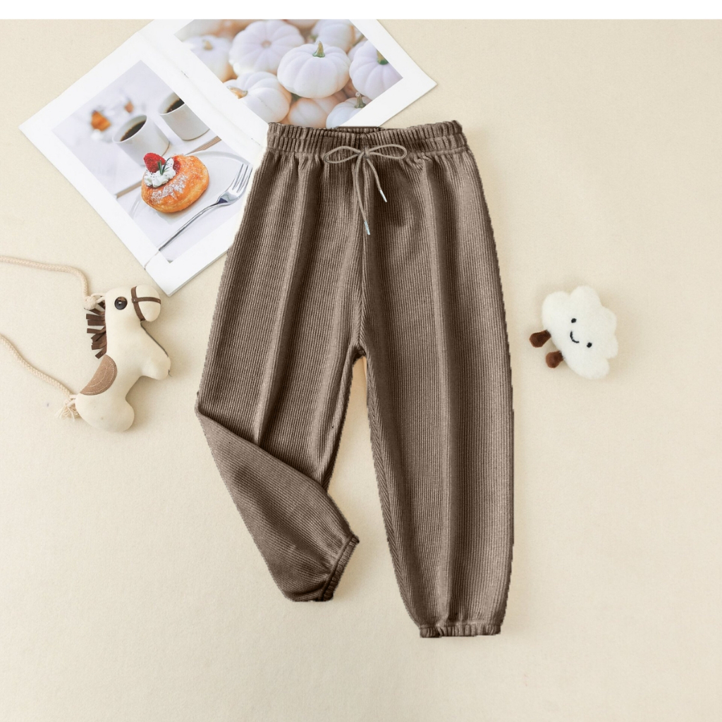 Quần dài cho bé trai và bé gái bo gấu, dây rút size cho bé từ 15-35kg - Quần dài trẻ em Loza Kids QE7005_02_thumbnail_1