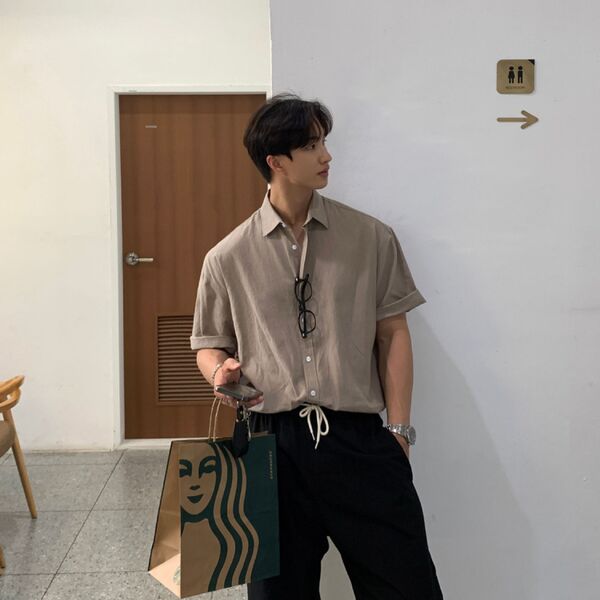 SƠ MI TAY NGẮN XÁM NÂU