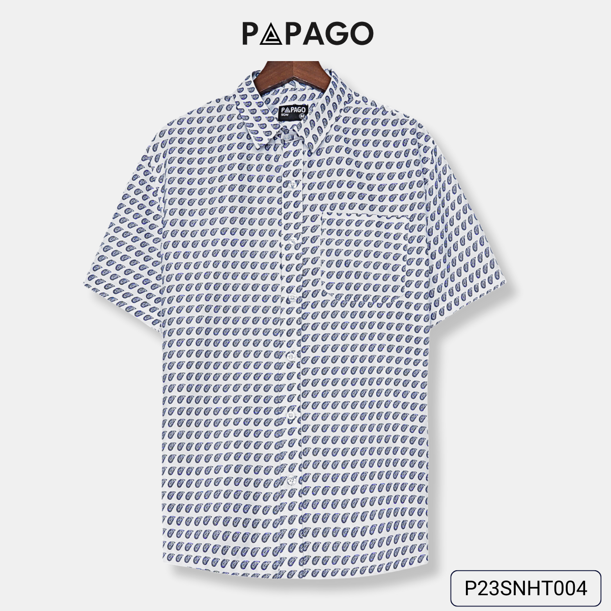 Áo sơ mi nam trung niên PAPAGO tay ngắn lai ngang in họa tiết - P23SNHT004_thumbnail_3