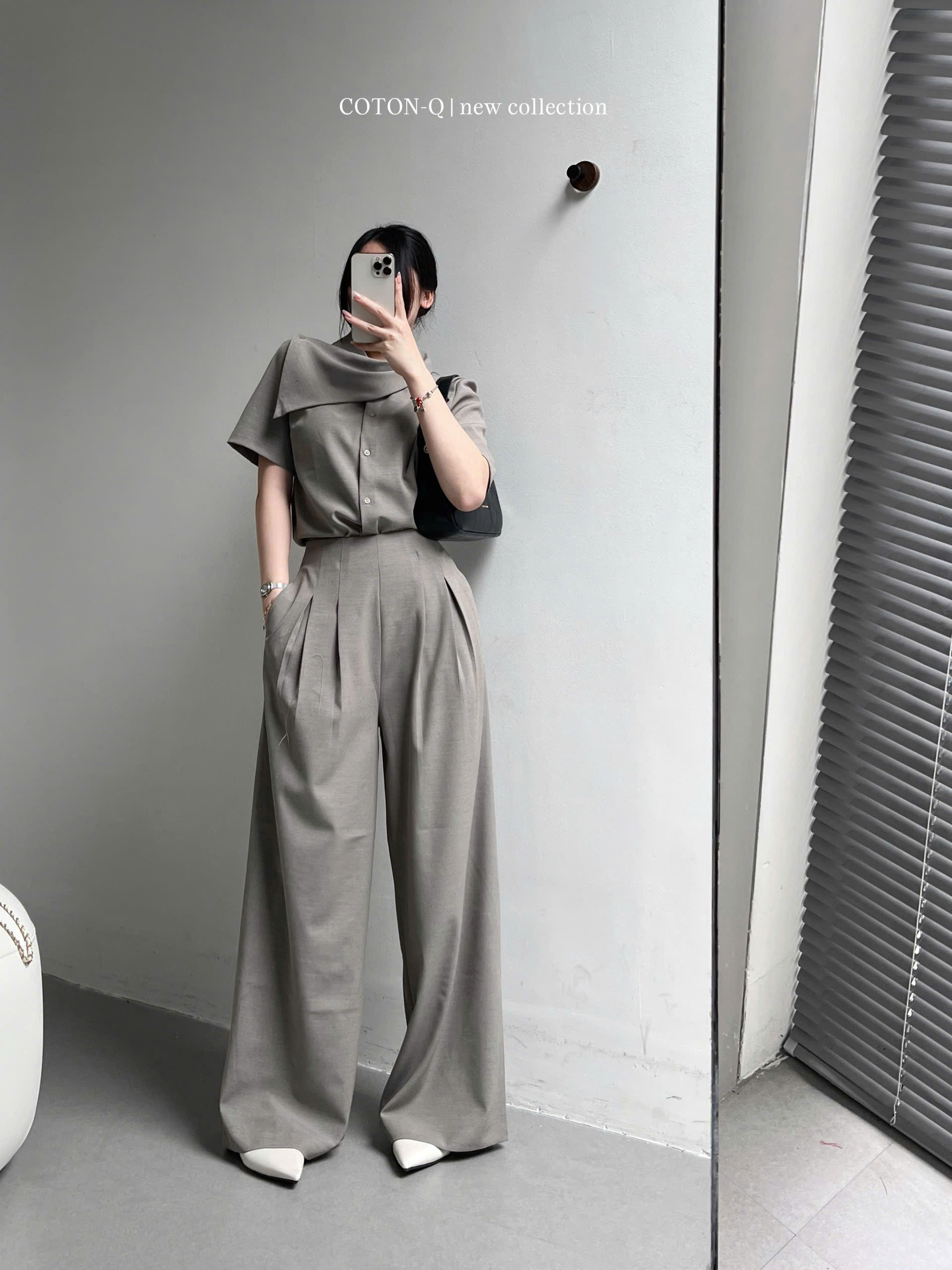 HJ89 - Set áo phối cổ + quần suông