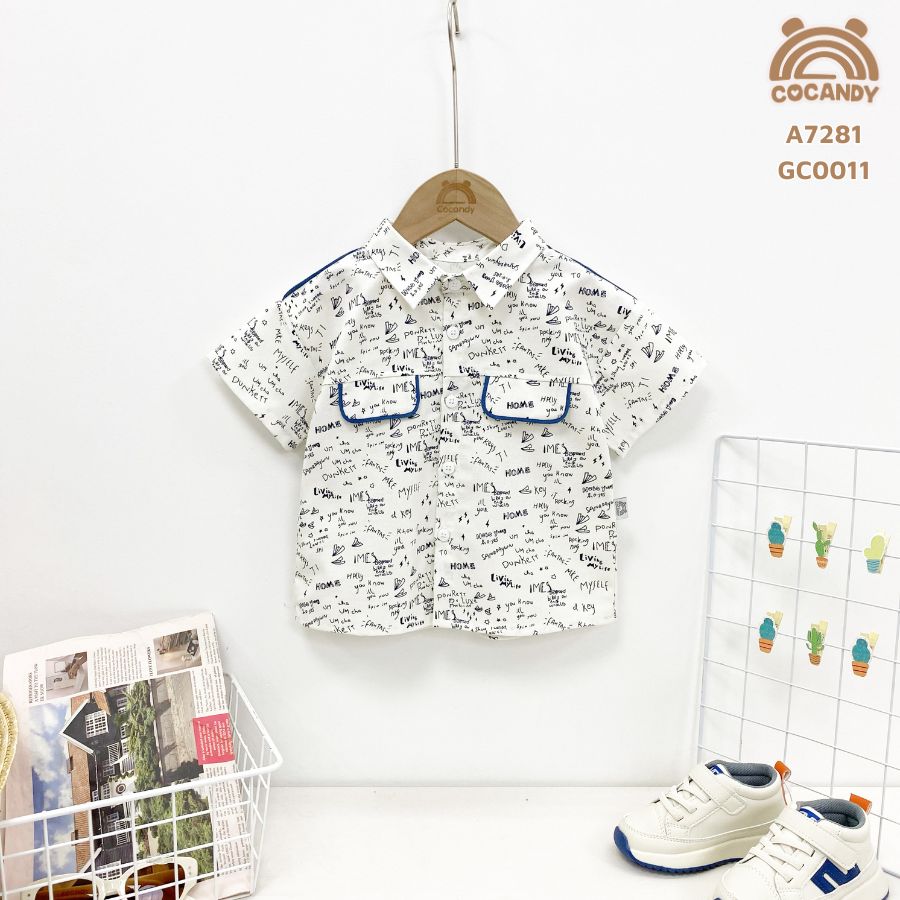 Áo cộc TRẮNG chữ XANH ngực 2 nắp túi_thumbnail_1