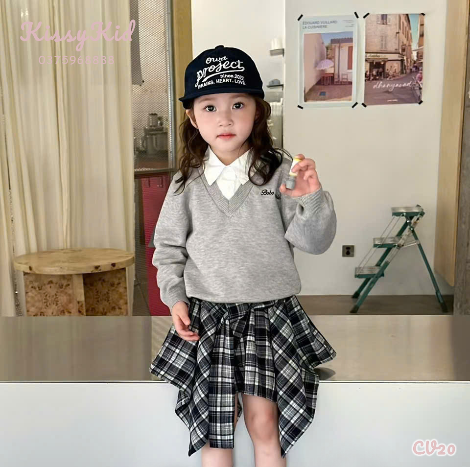 (CV20) Chấn váy kẻ caro  xanh BOBO