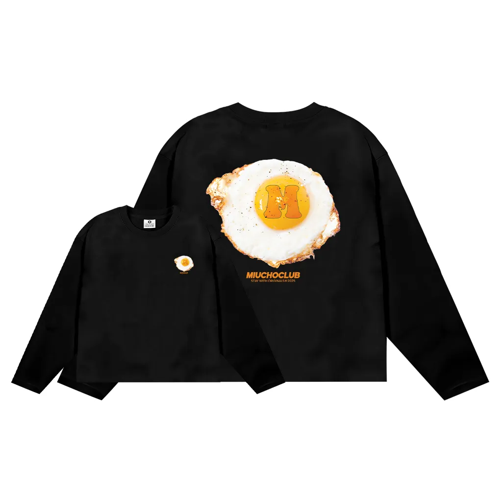 Áo thun boxy nữ tay dài hình trứng ốp la 2642 Miucho vải cotton co giãn 2c thoáng mát in mix_thumbnail_7