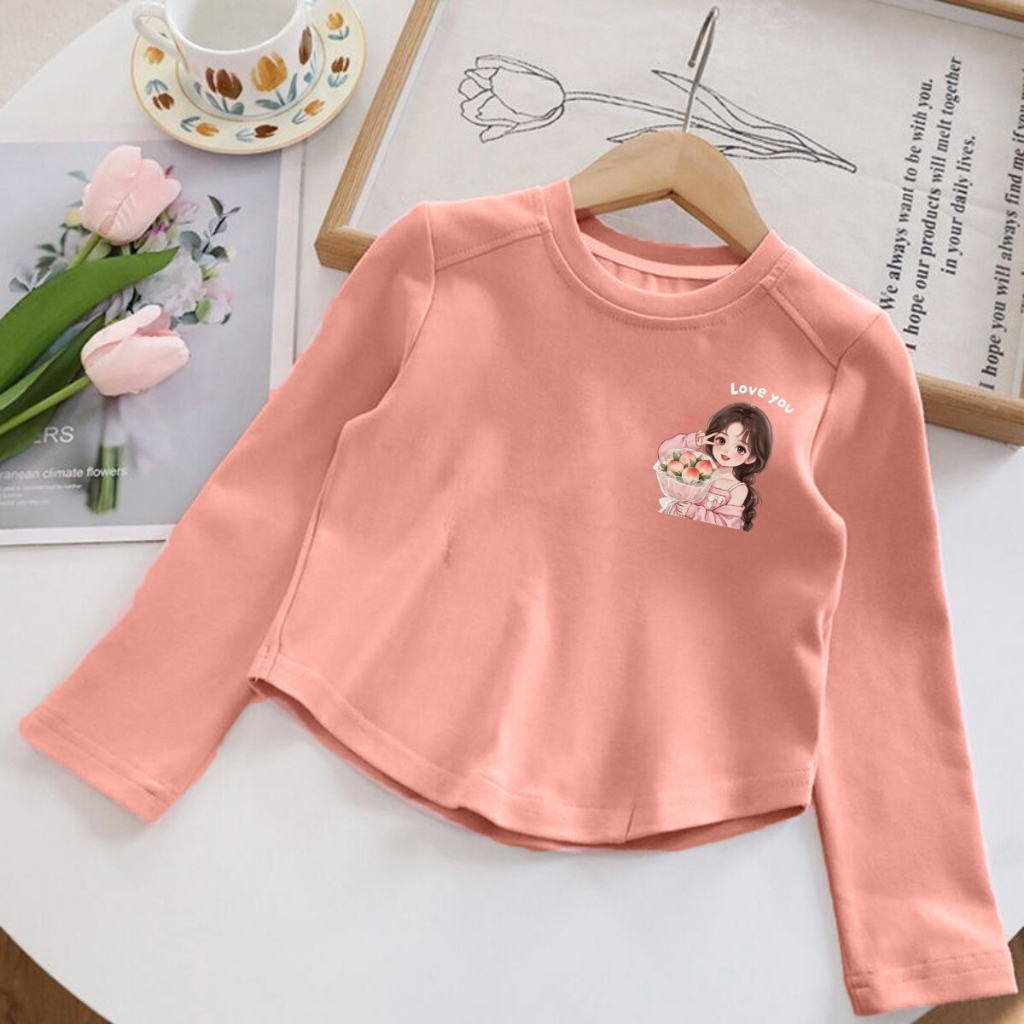 Áo thu đông dài tay bé gái cổ tròn in hình bé gái chất thun borip co giãn 4 chiều - Loza- G0423_thumbnail_4